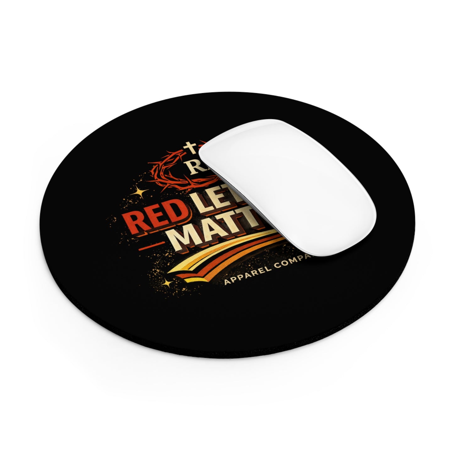 Red "Letters Matter" Christian Scripture Mouse Pad — Inspirational Desk Mat
