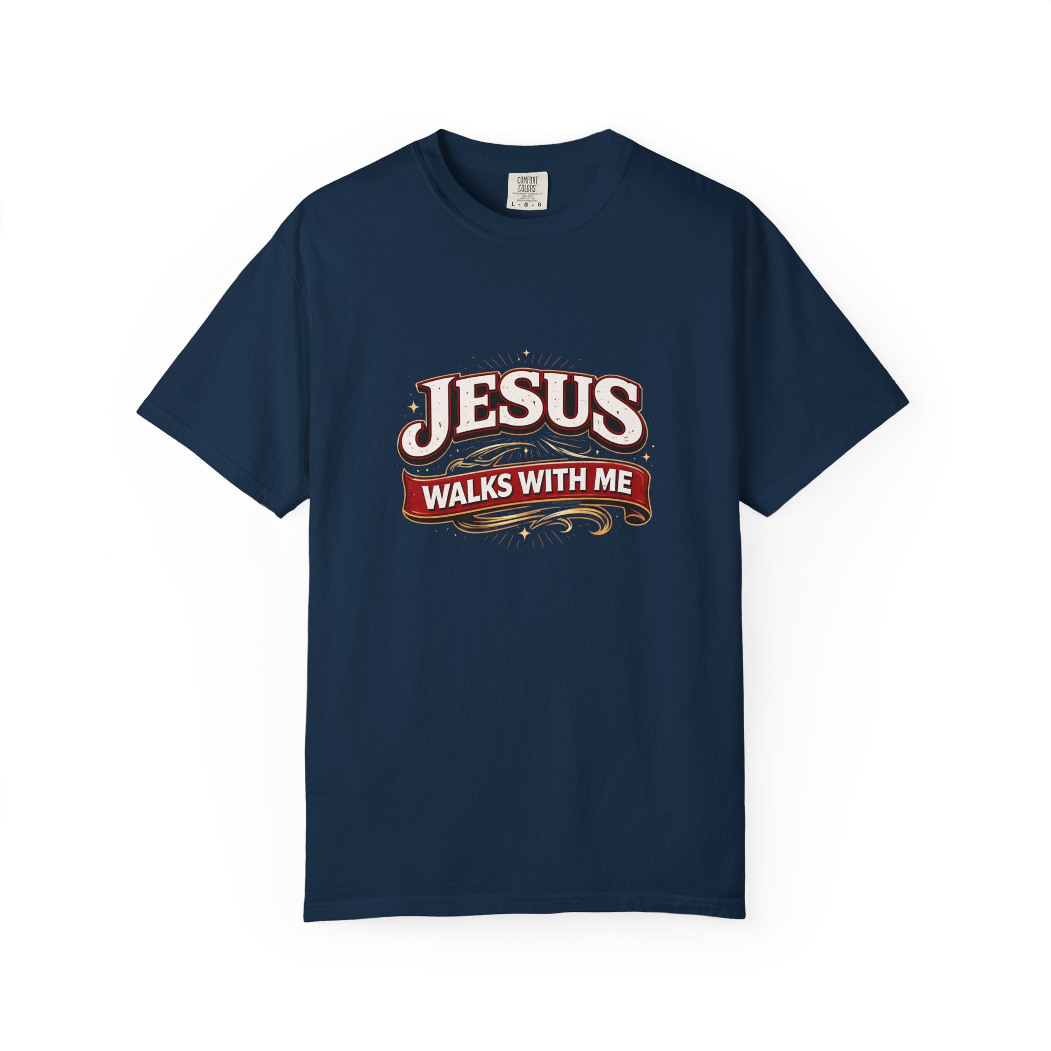 Unisex - Jesus Walks With Me T-Shirt — (Matthew 28:20) - Comfort Colors
