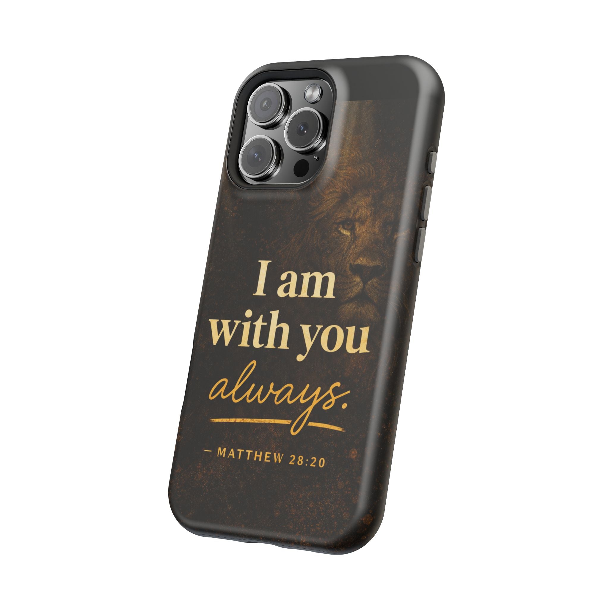 Christian Phone Case — "I Am With You Always" Matthew 28:20 Lion Magnetic Impact Case