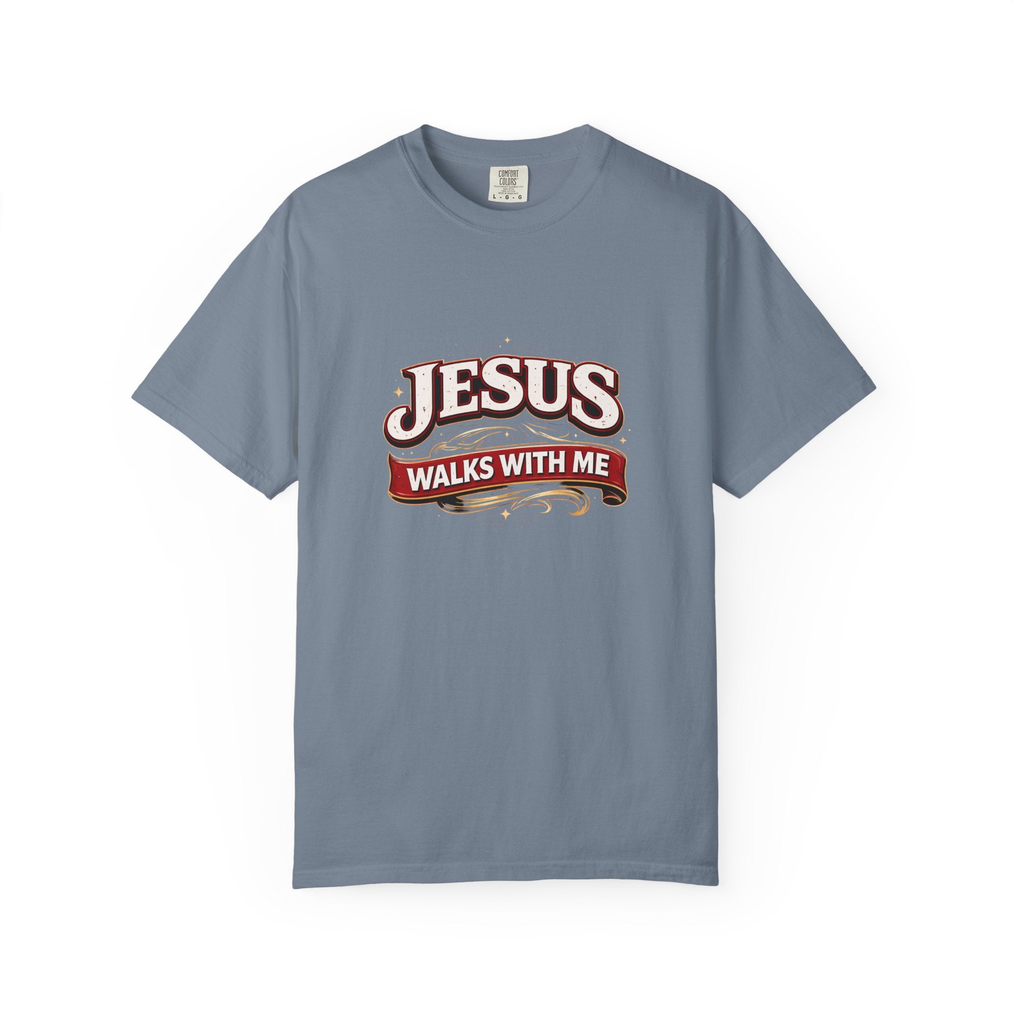 Unisex - Jesus Walks With Me T-Shirt — (Matthew 28:20) - Comfort Colors