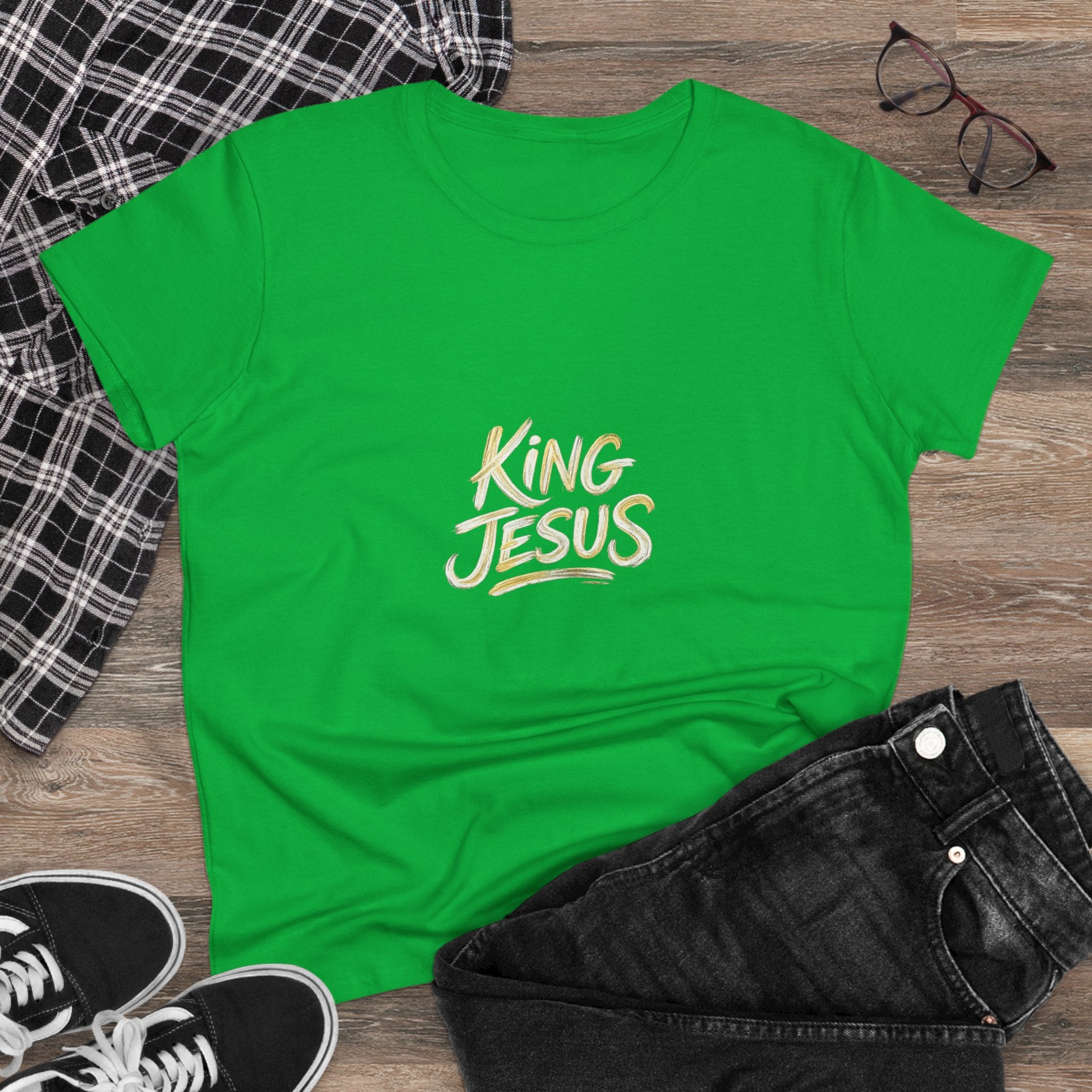 Women's King Jesus T-Shirt — "All Hail King Jesus" Christian Faith Tee