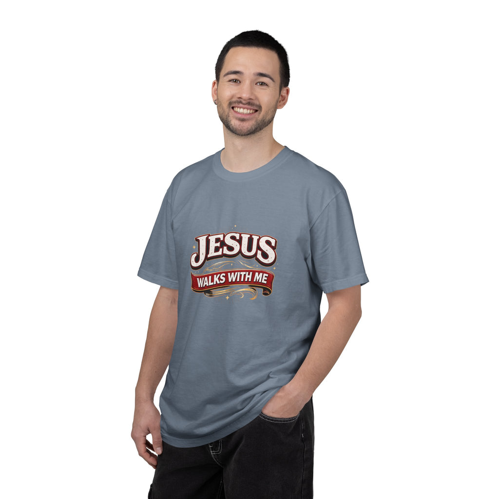 Unisex - Jesus Walks With Me T-Shirt — (Matthew 28:20) - Comfort Colors