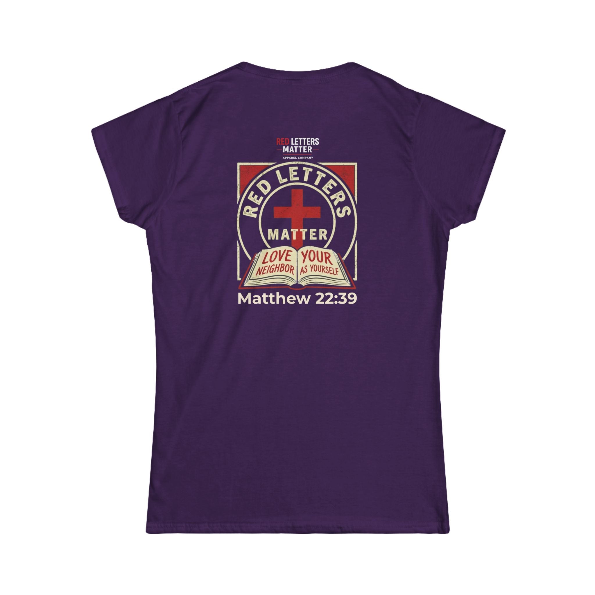 Women's Fit "Red Letters Matter" — Matthew 22:39 Christian - Gildan 64000L T‑Shirt