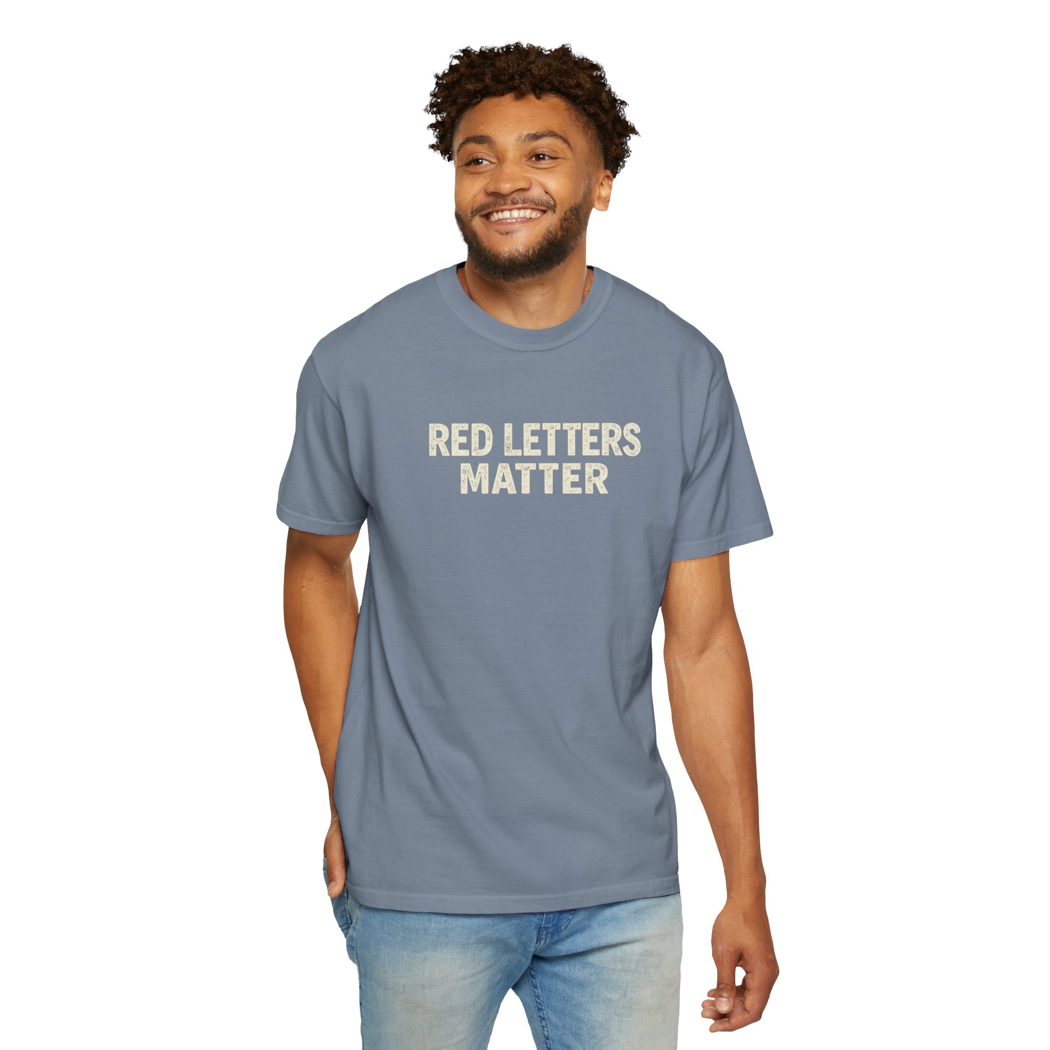 Unisex - Red Letters Matter T‑Shirt — Matthew 22:39 Christian Faith - Comfort Colors Tee