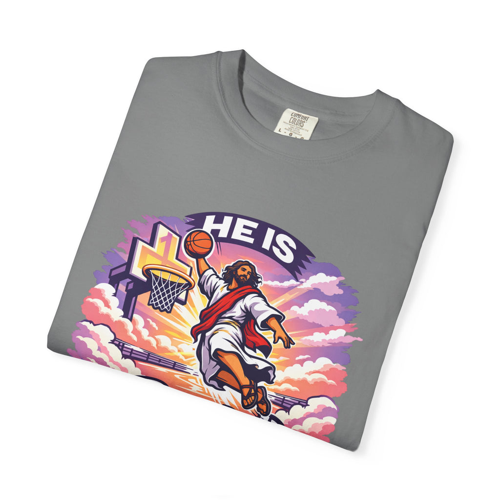 Christian Basketball — "He Is Rizzin'" Resurrection (Easter) -Unisex Comfort Colors