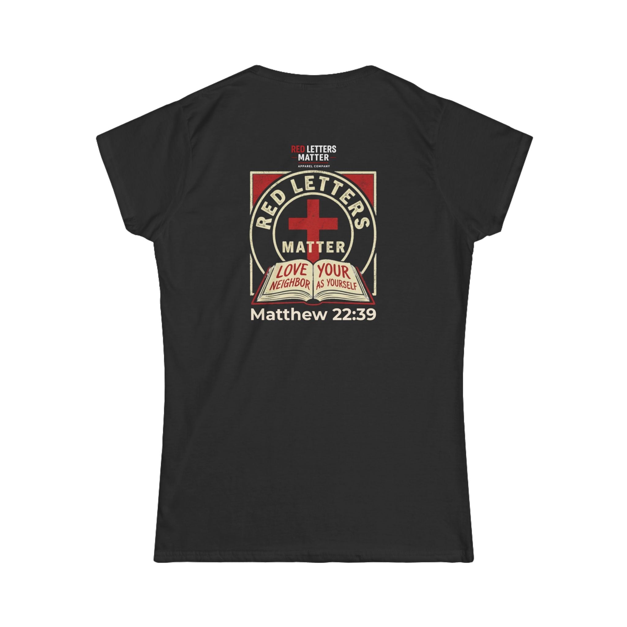 Women's Fit "Red Letters Matter" — Matthew 22:39 Christian - Gildan 64000L T‑Shirt