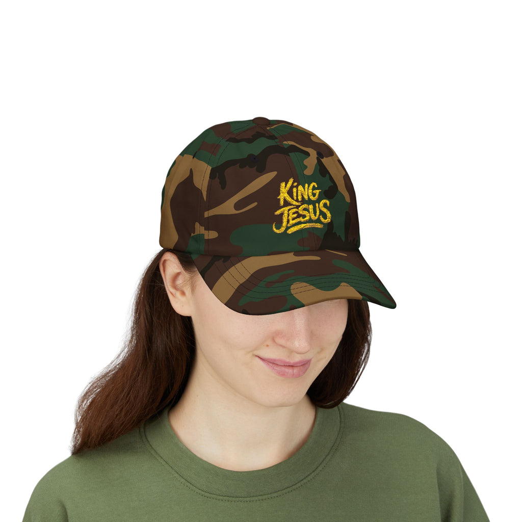 Camo Dad Cap — "King Jesus" Embroidered Christian Baseball Hat
