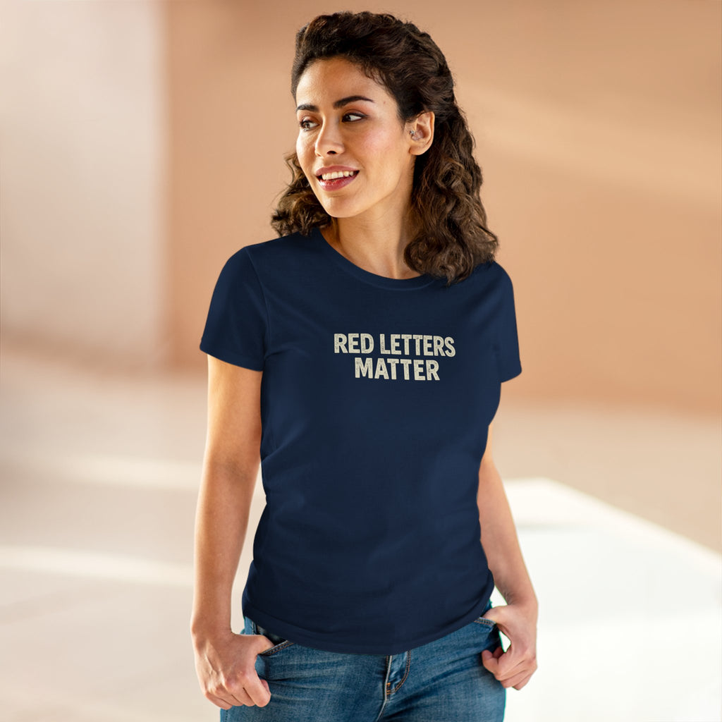 Women's Christian Scripture Gildan Tee— "Red Words Still Speak" (Matthew 24:35)