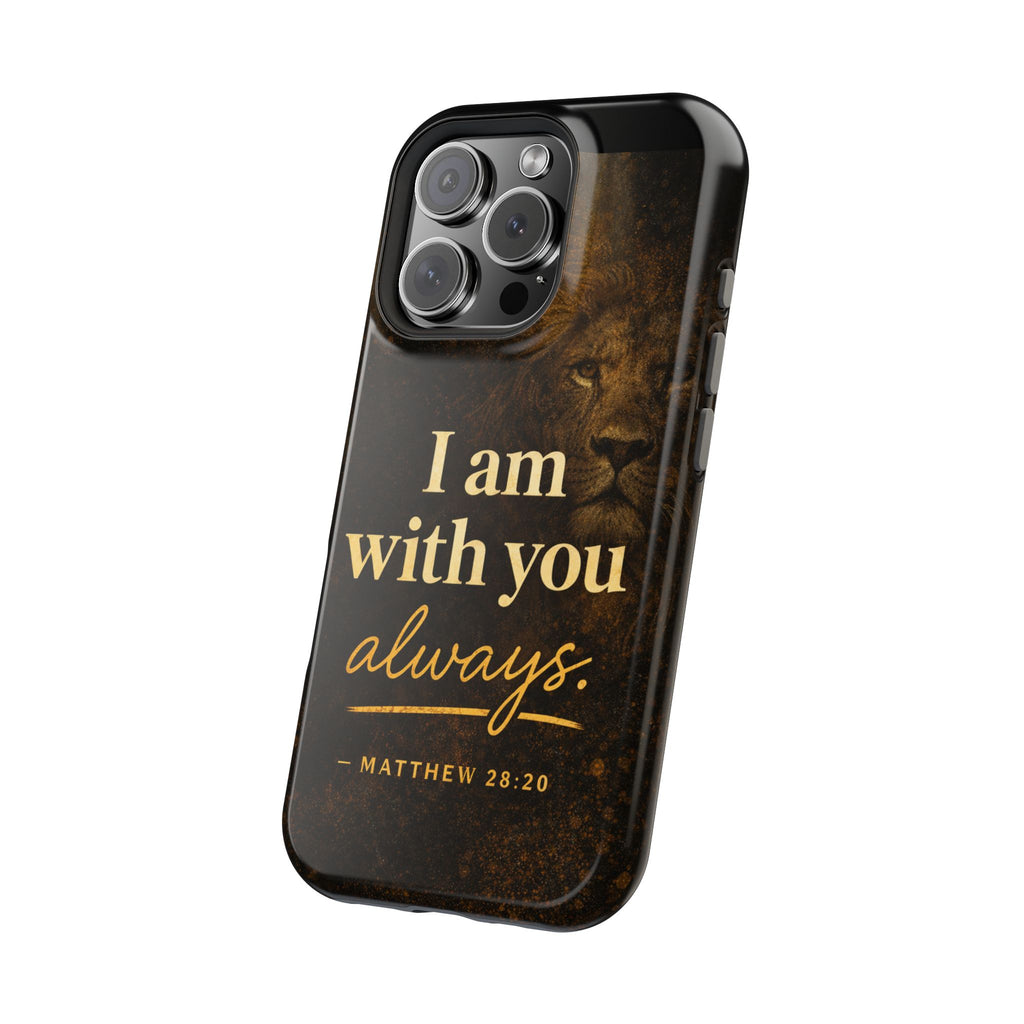 Christian Phone Case — "I Am With You Always" Matthew 28:20 Lion Magnetic Impact Case