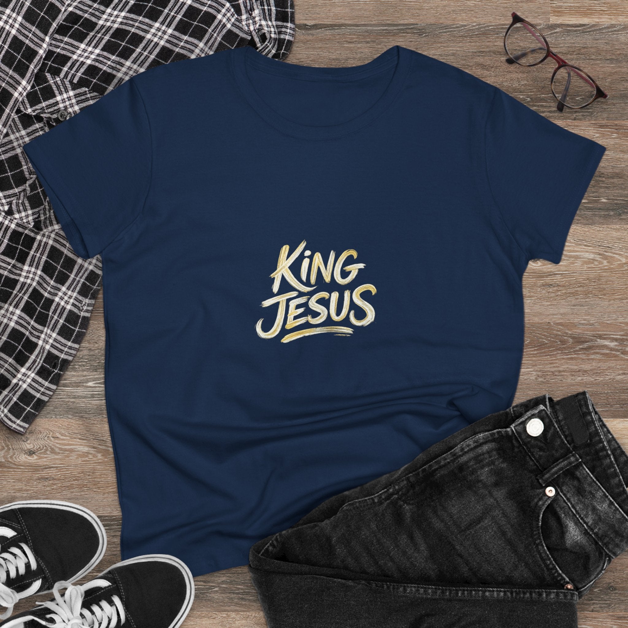 Women's King Jesus T-Shirt — "All Hail King Jesus" Christian Faith Tee