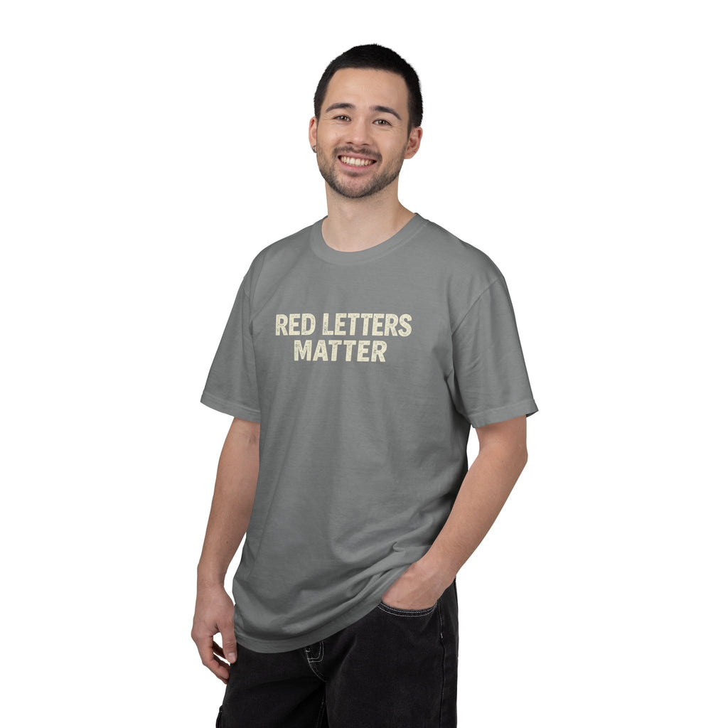 Unisex - Red Letters Matter T‑Shirt — Matthew 22:39 Christian Faith - Comfort Colors Tee