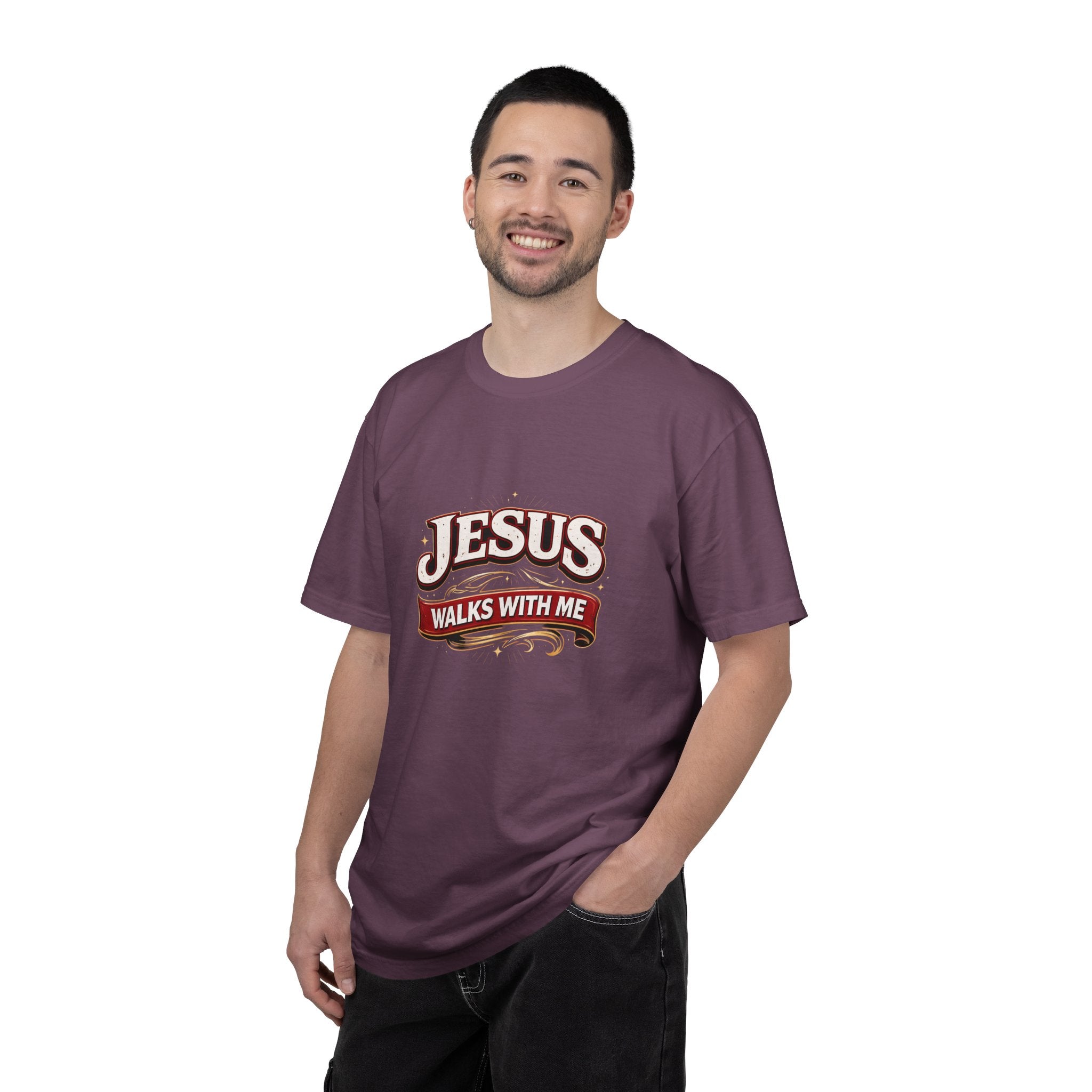 Unisex - Jesus Walks With Me T-Shirt — (Matthew 28:20) - Comfort Colors