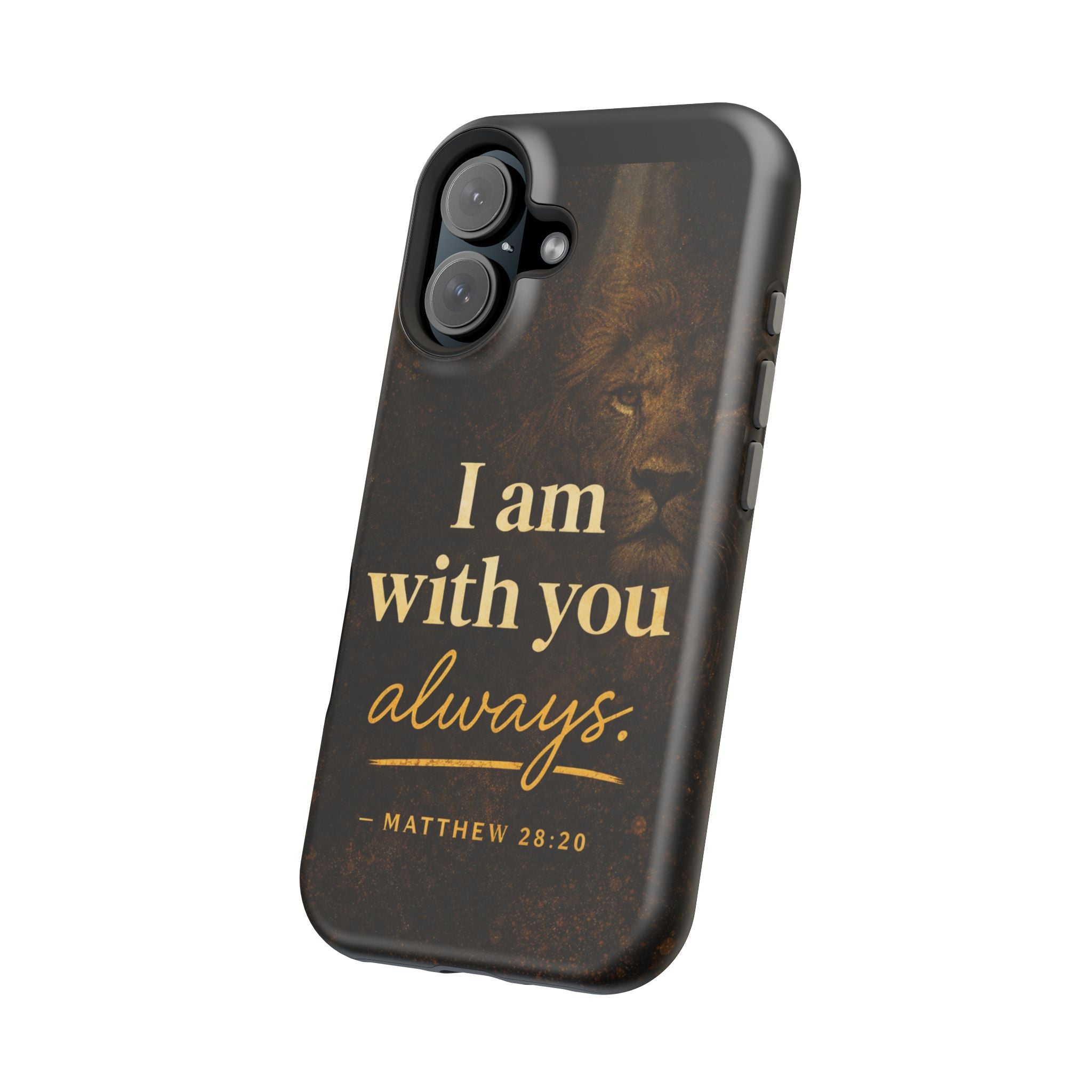 Christian Phone Case — "I Am With You Always" Matthew 28:20 Lion Magnetic Impact Case