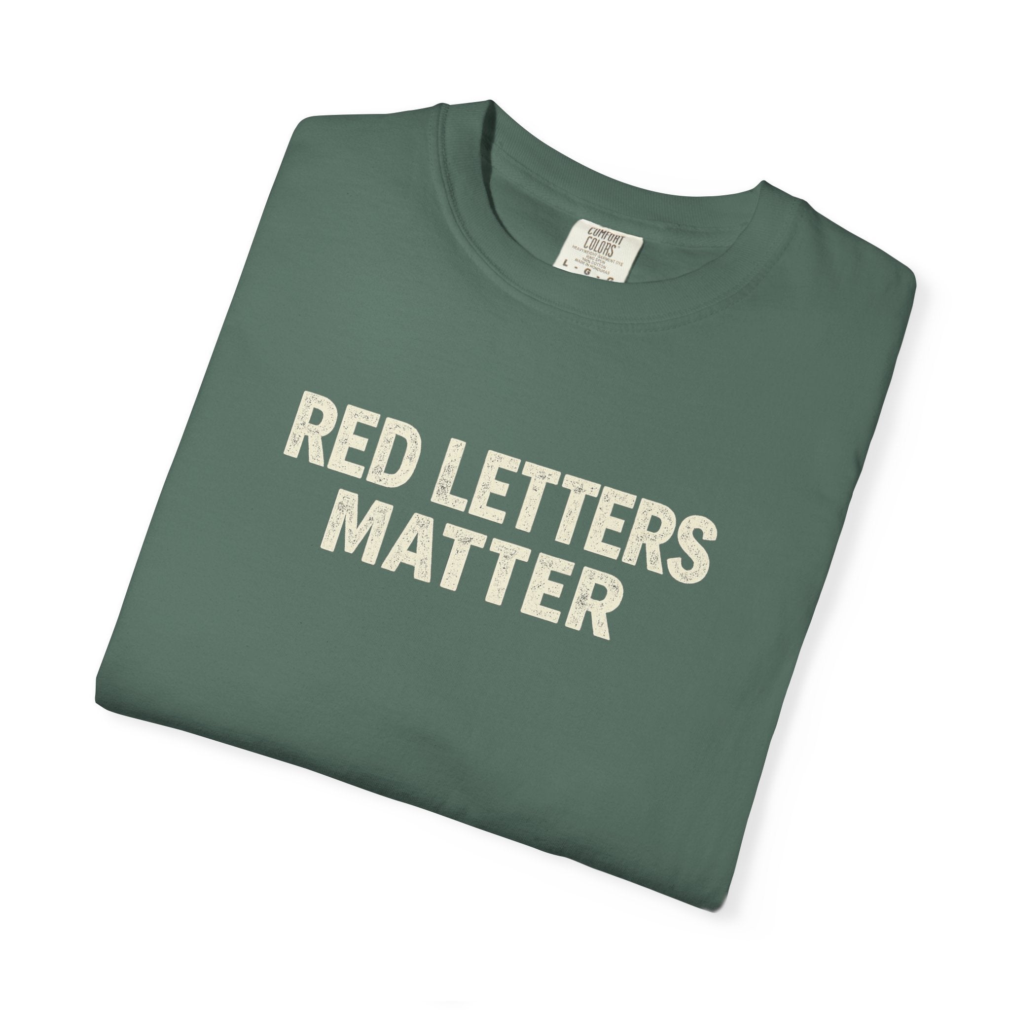 Unisex - Red Letters Matter T‑Shirt — Matthew 22:39 Christian Faith - Comfort Colors Tee