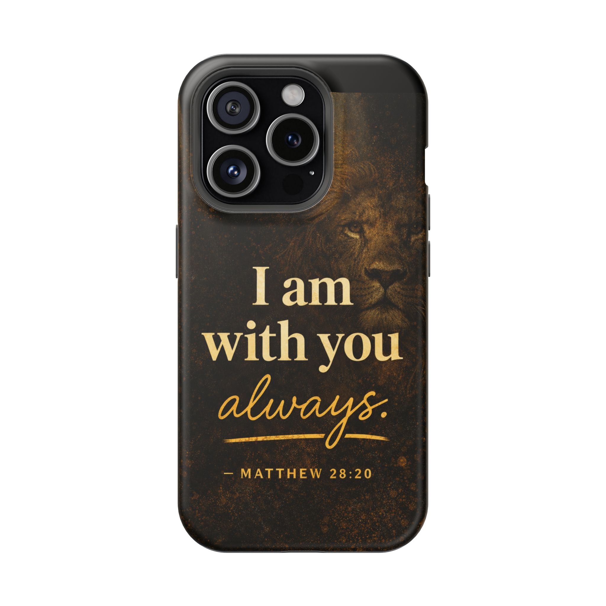 Christian Phone Case — "I Am With You Always" Matthew 28:20 Lion Magnetic Impact Case