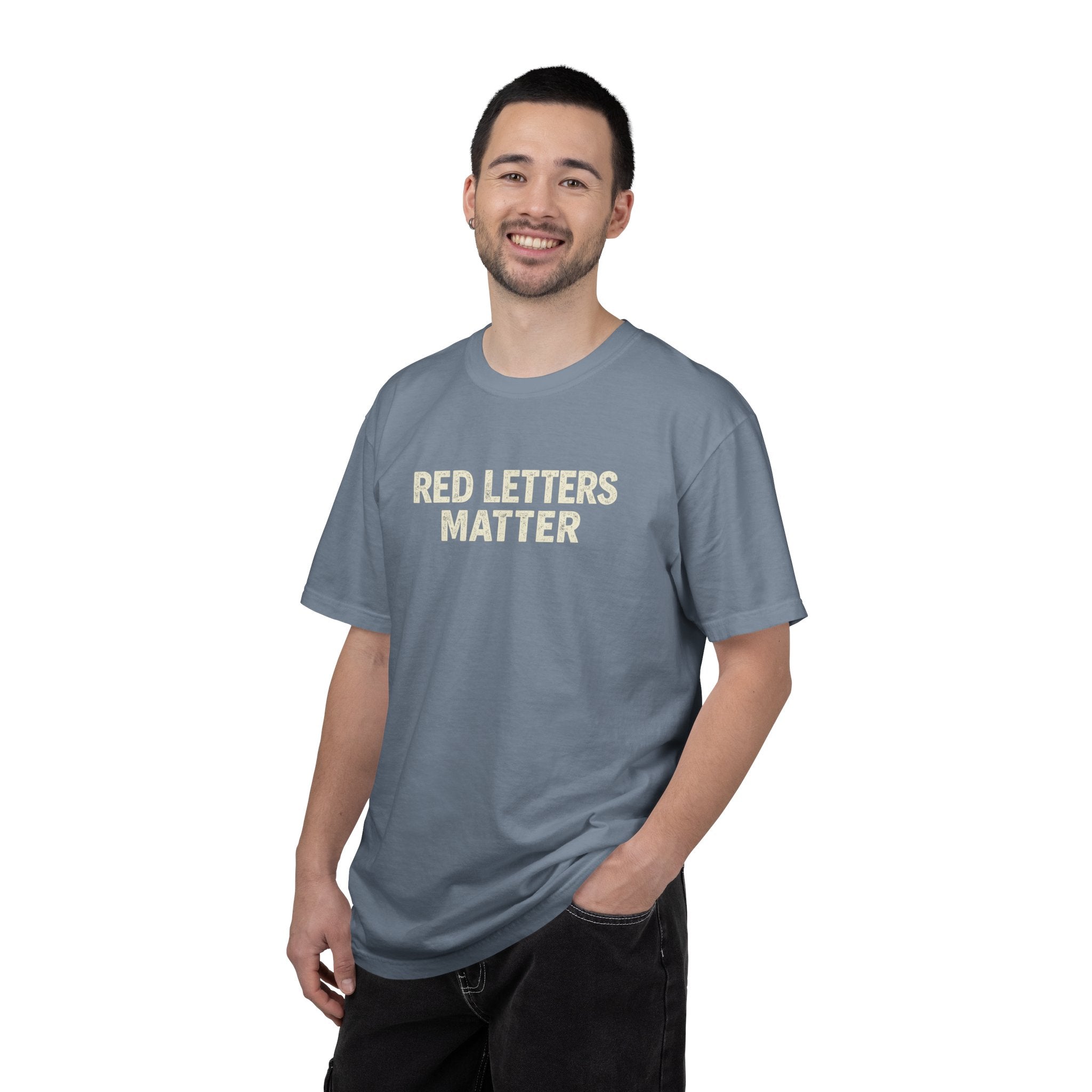 Unisex - Red Letters Matter T‑Shirt — Matthew 22:39 Christian Faith - Comfort Colors Tee
