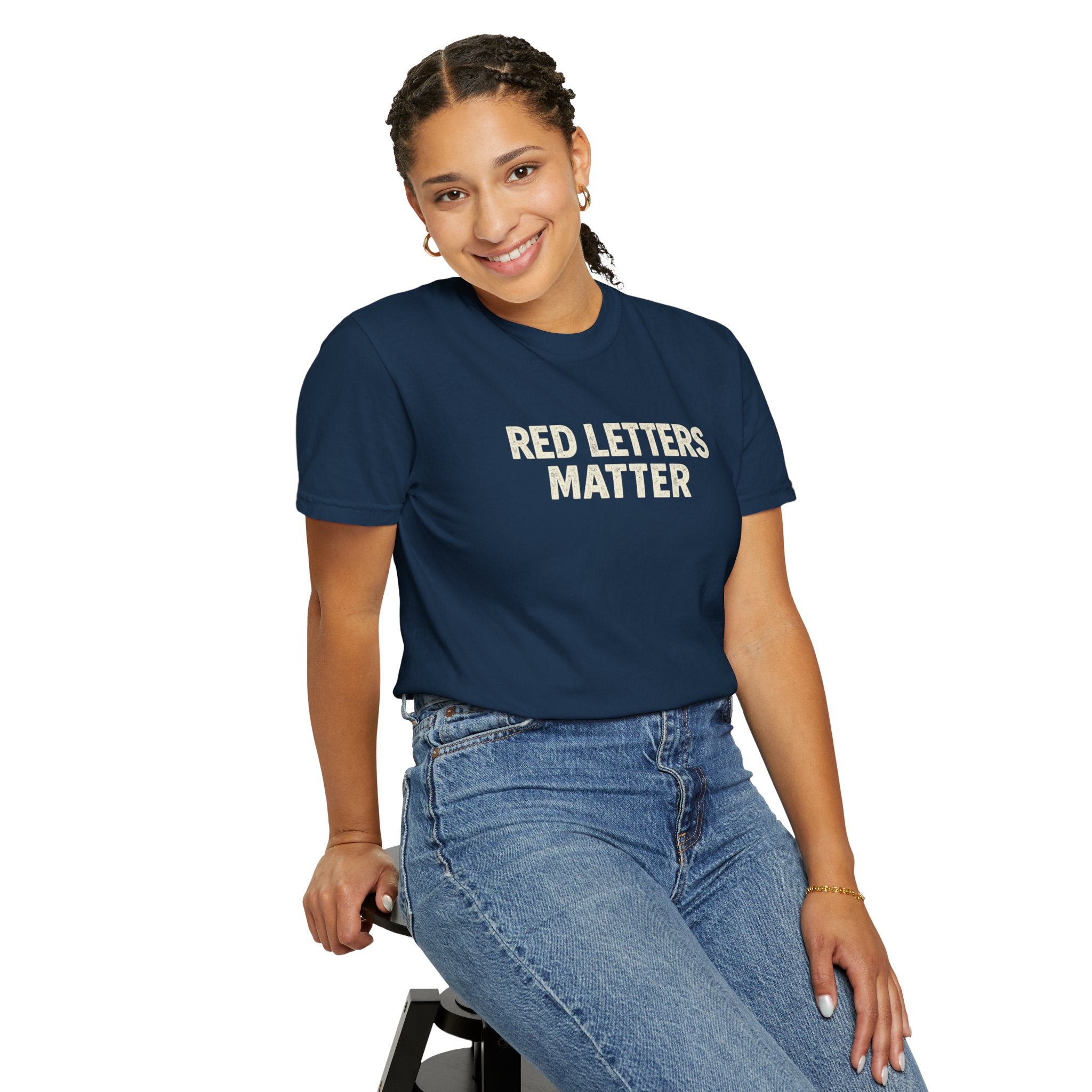 Unisex - Red Letters Matter T‑Shirt — Matthew 22:39 Christian Faith - Comfort Colors Tee