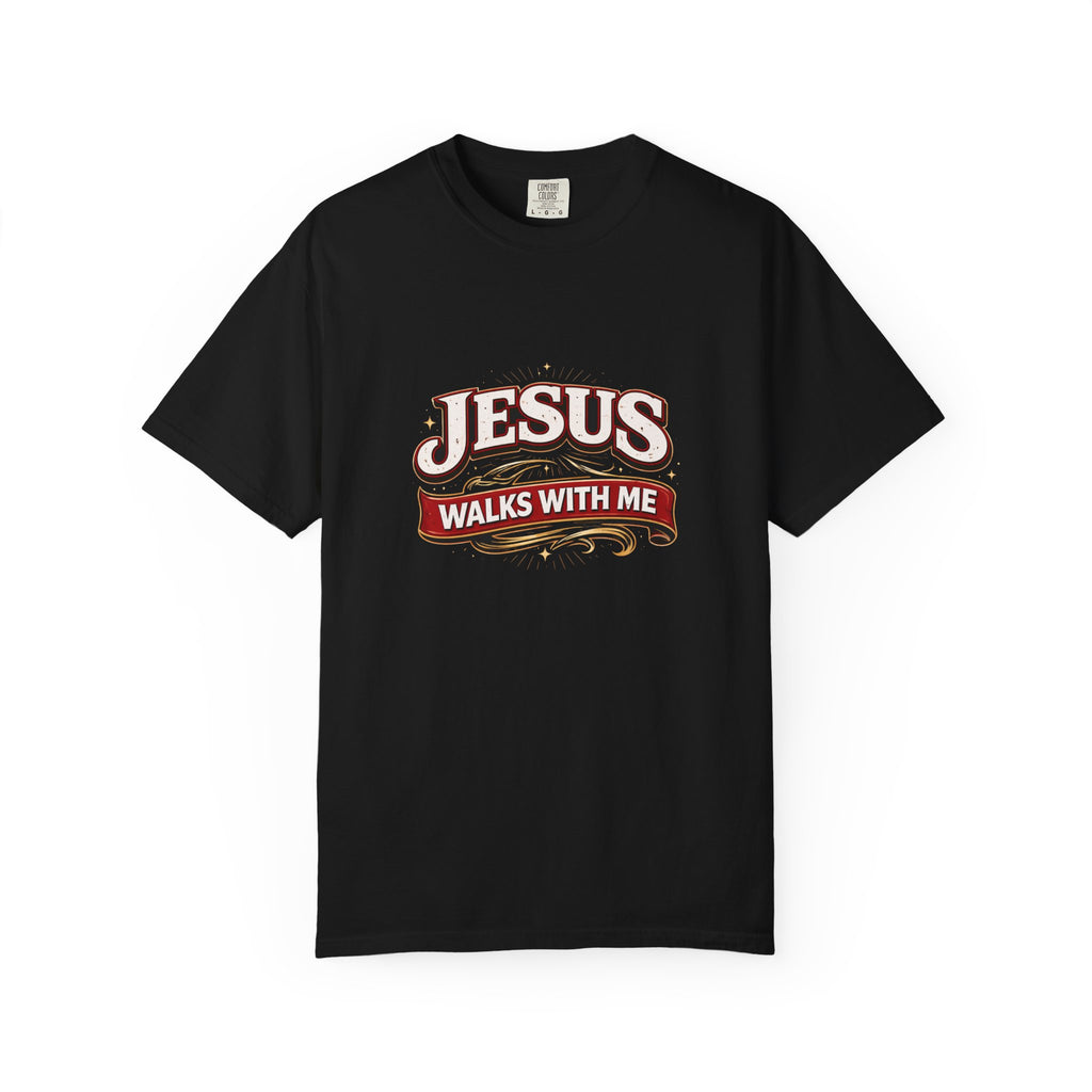 Unisex - Jesus Walks With Me T-Shirt — (Matthew 28:20) - Comfort Colors