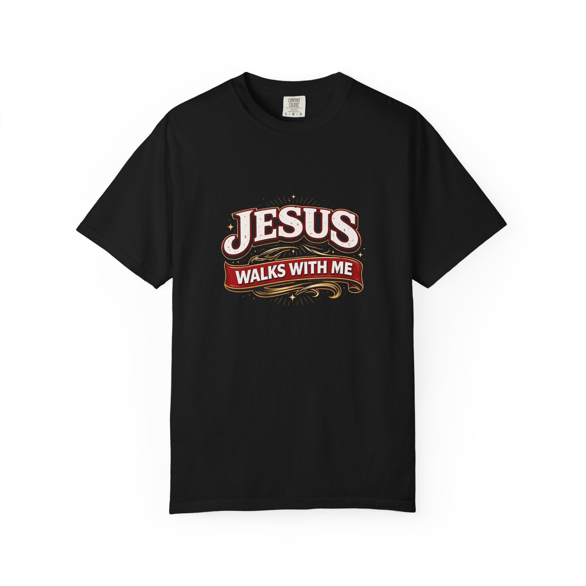 Unisex - Jesus Walks With Me T-Shirt — (Matthew 28:20) - Comfort Colors