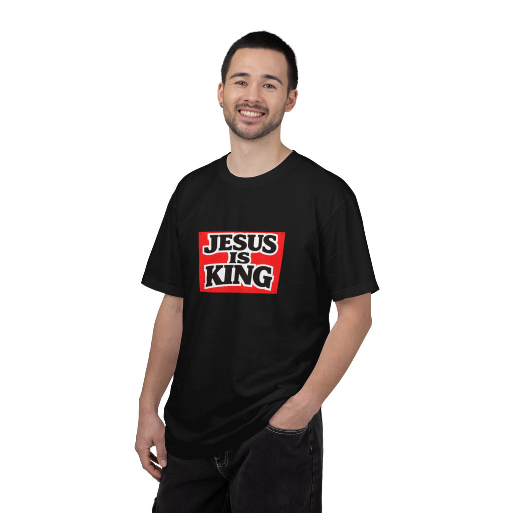 Unisex - Jesus Is King Red Block T-Shirt — 2 Timothy 4:7 Comfort Colors