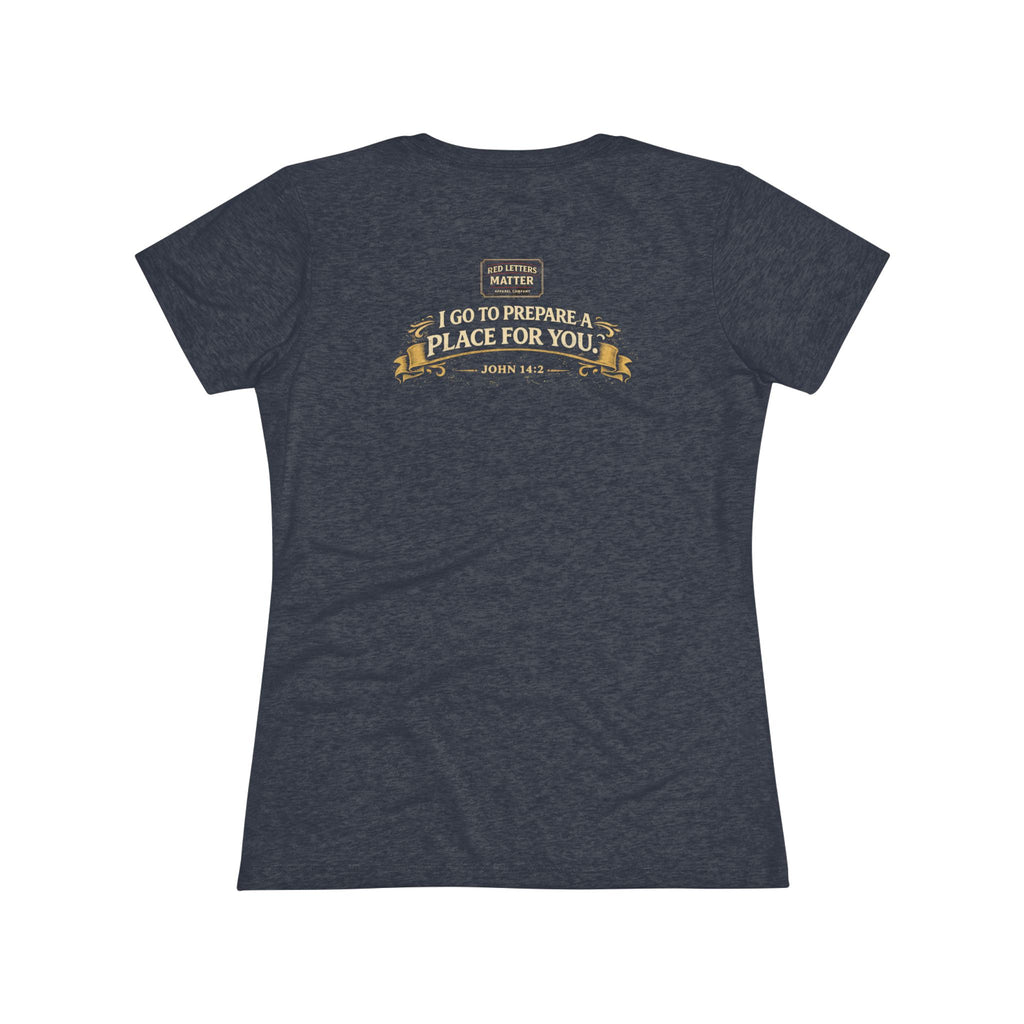Women's Christian Beach Tee — "I Go to Prepare a Place for You" NextLevel Tee
