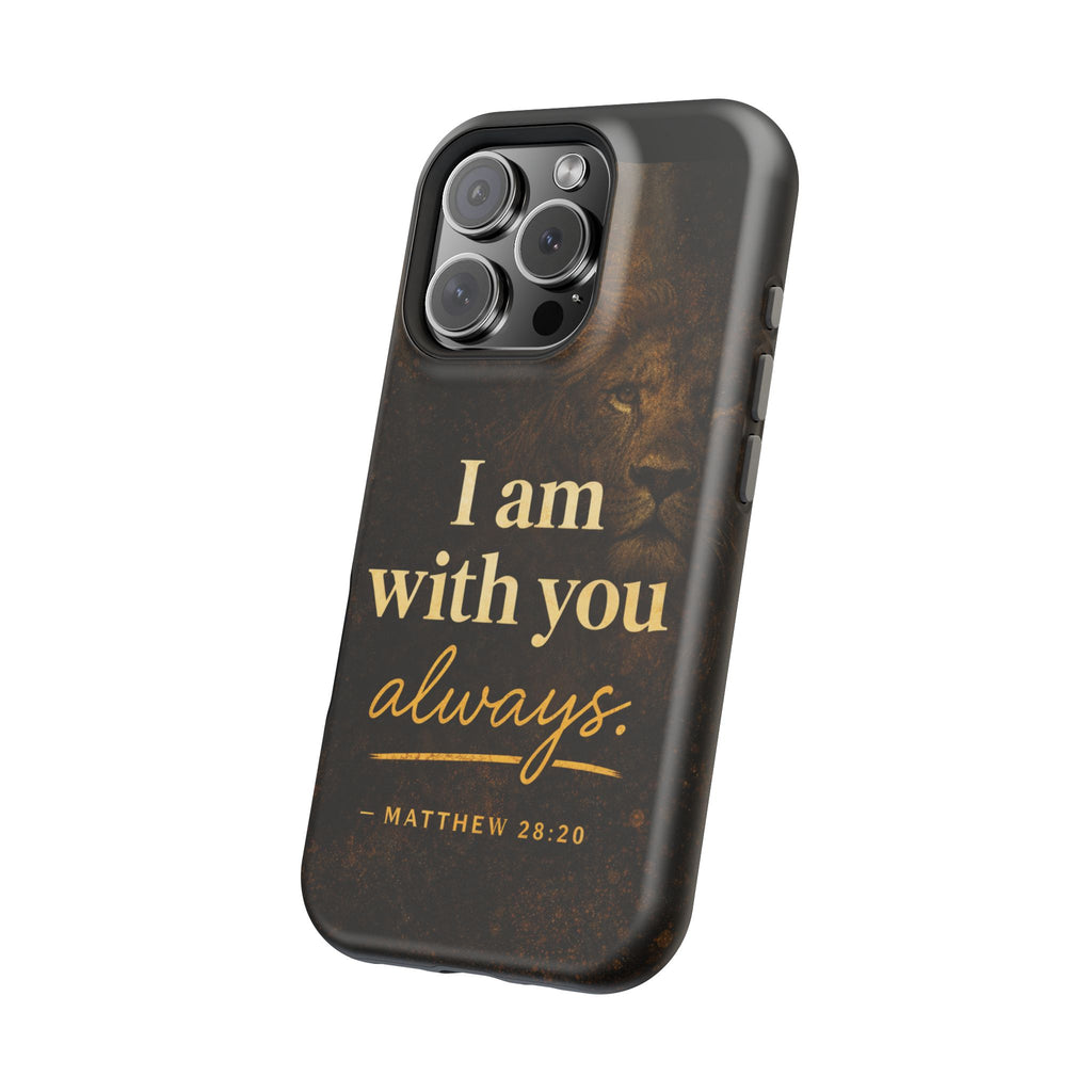 Christian Phone Case — "I Am With You Always" Matthew 28:20 Lion Magnetic Impact Case
