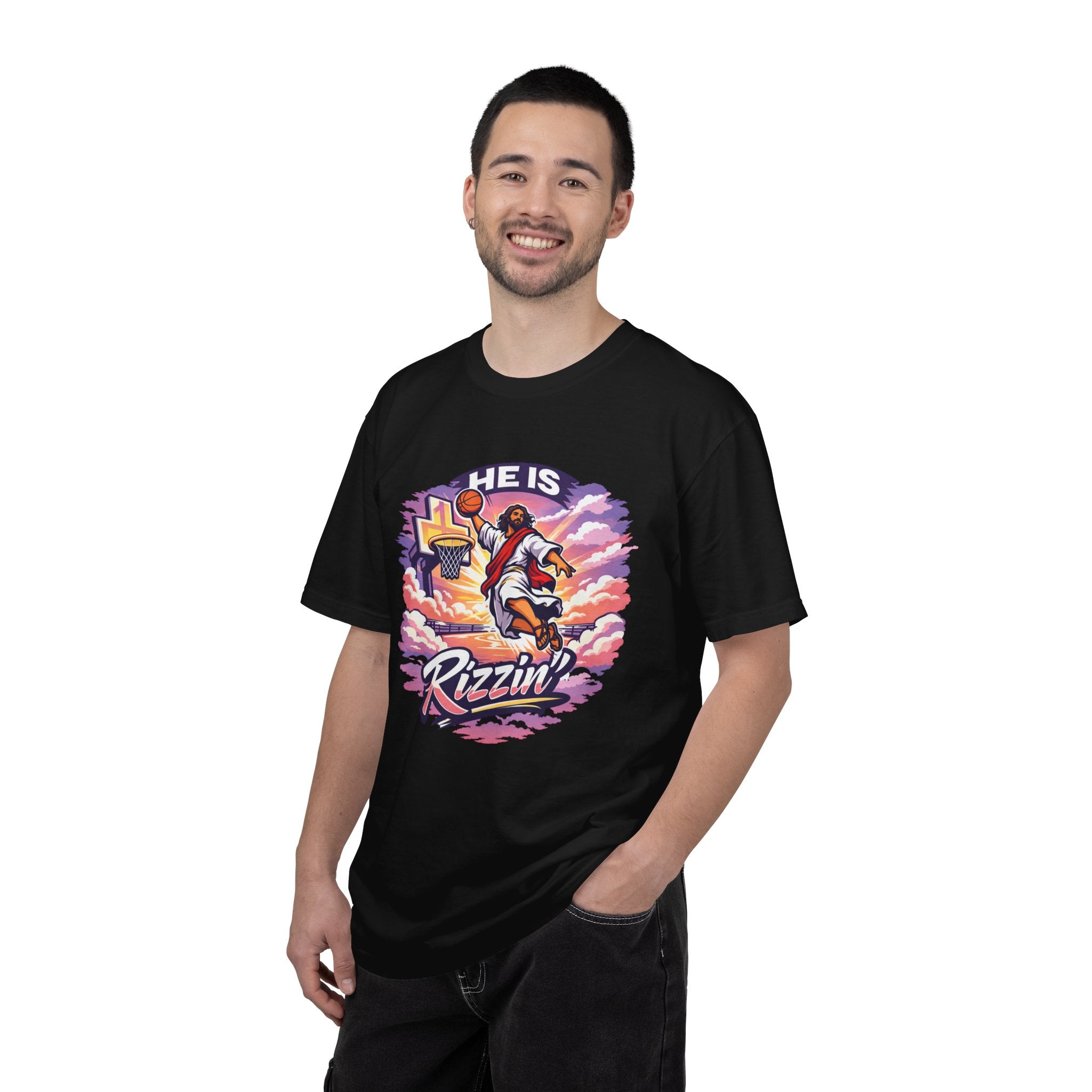 Christian Basketball — "He Is Rizzin'" Resurrection (Easter) -Unisex Comfort Colors