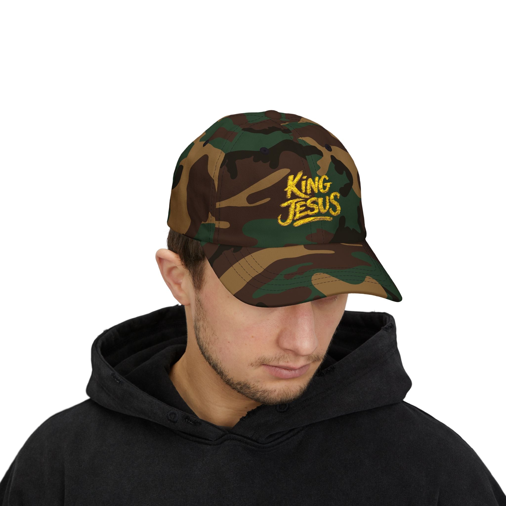 Camo Dad Cap — "King Jesus" Embroidered Christian Baseball Hat