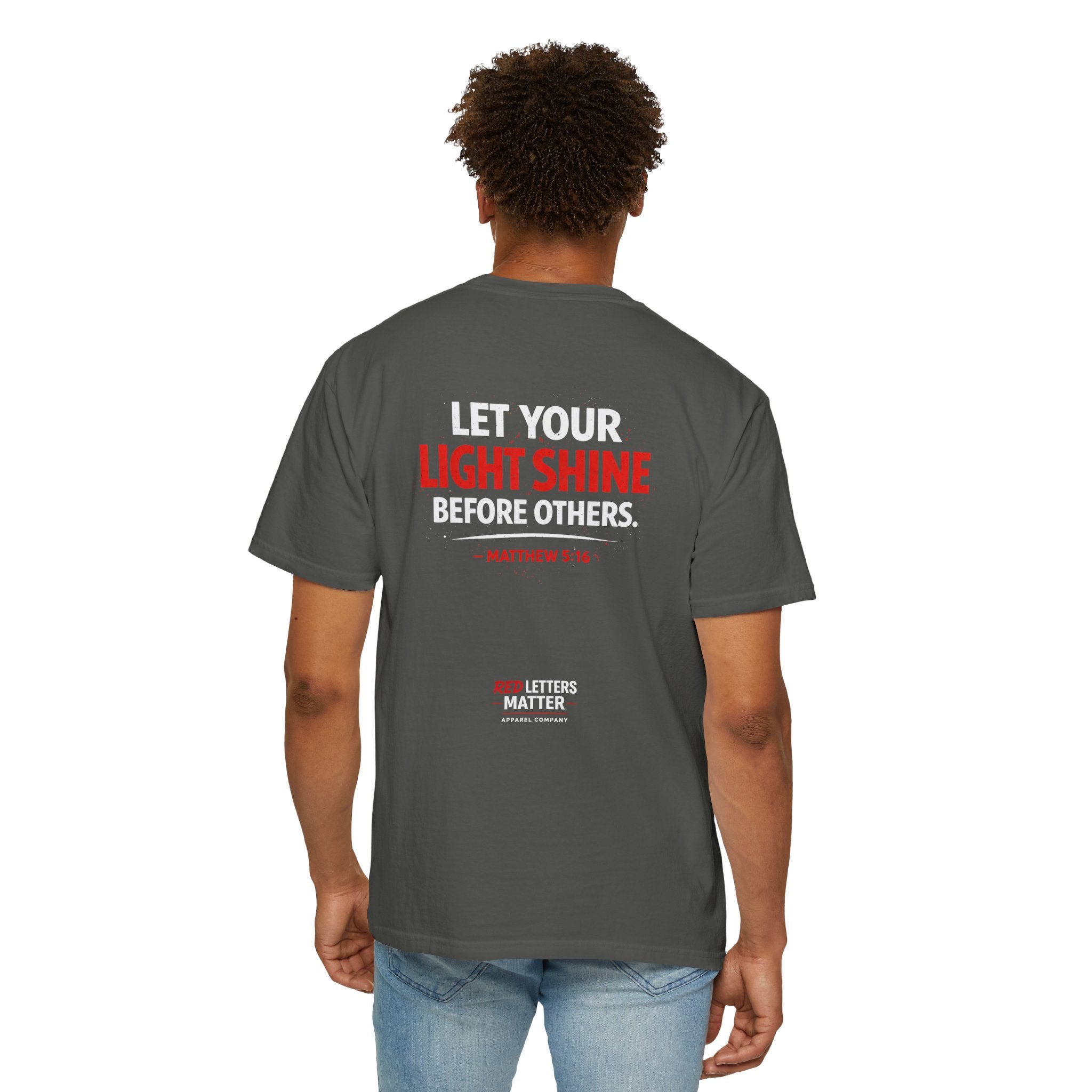 Red Letters Matter - Matthew 5:16 - Inspirational T-Shirt — Unisex Comfort Colors Tee