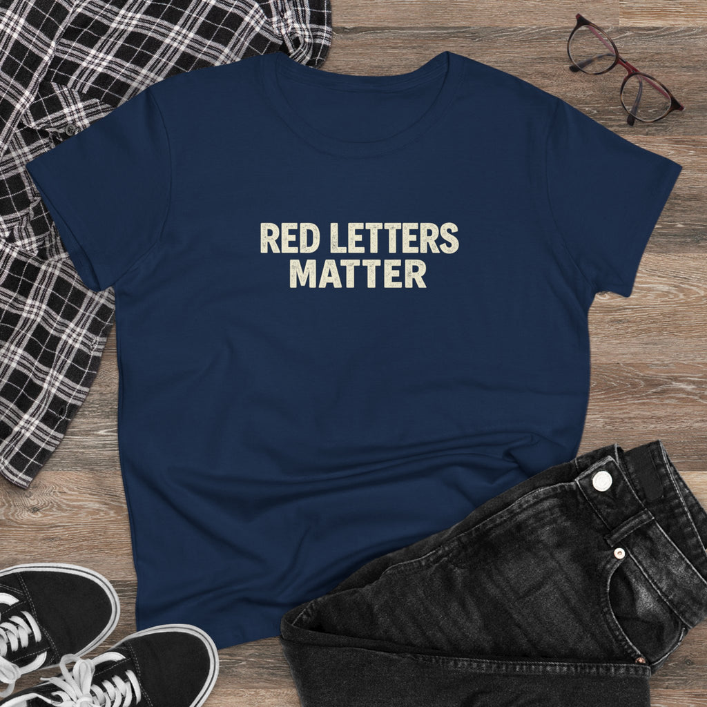 Women's Christian Scripture Gildan Tee— "Red Words Still Speak" (Matthew 24:35)