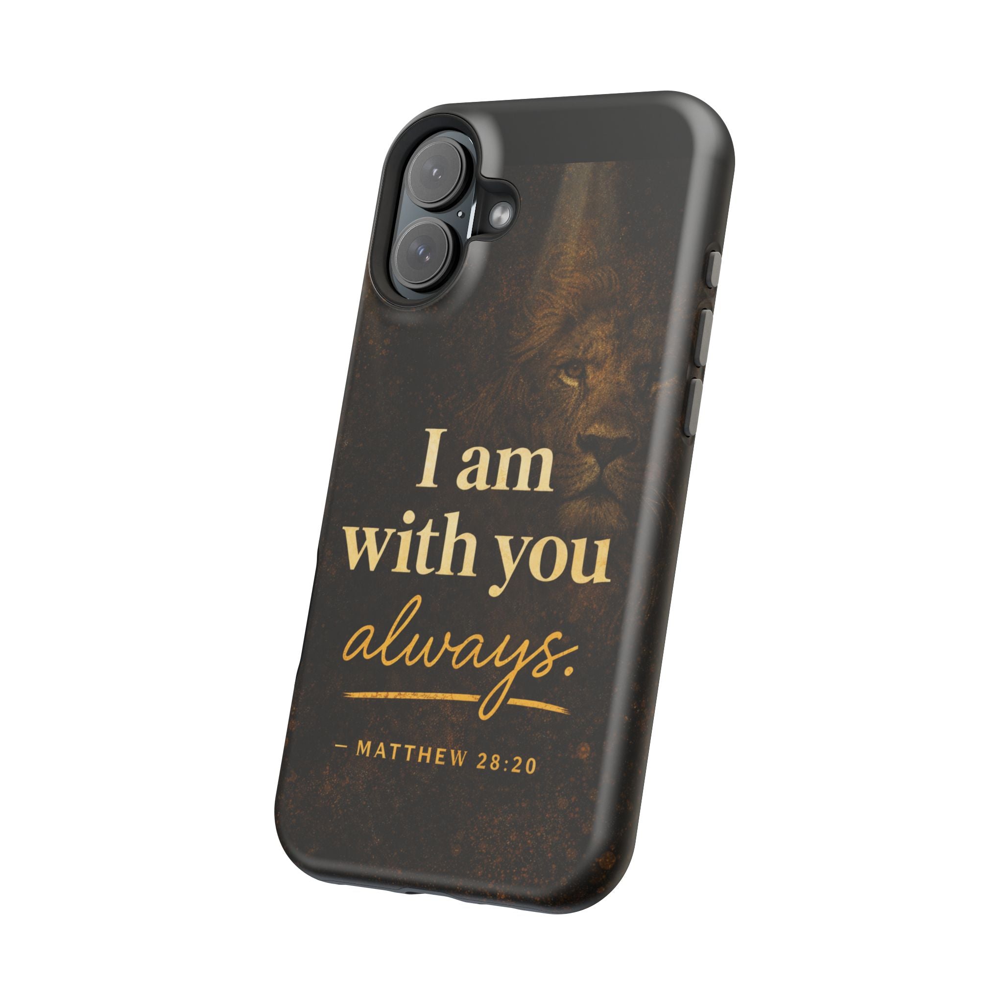 Christian Phone Case — "I Am With You Always" Matthew 28:20 Lion Magnetic Impact Case