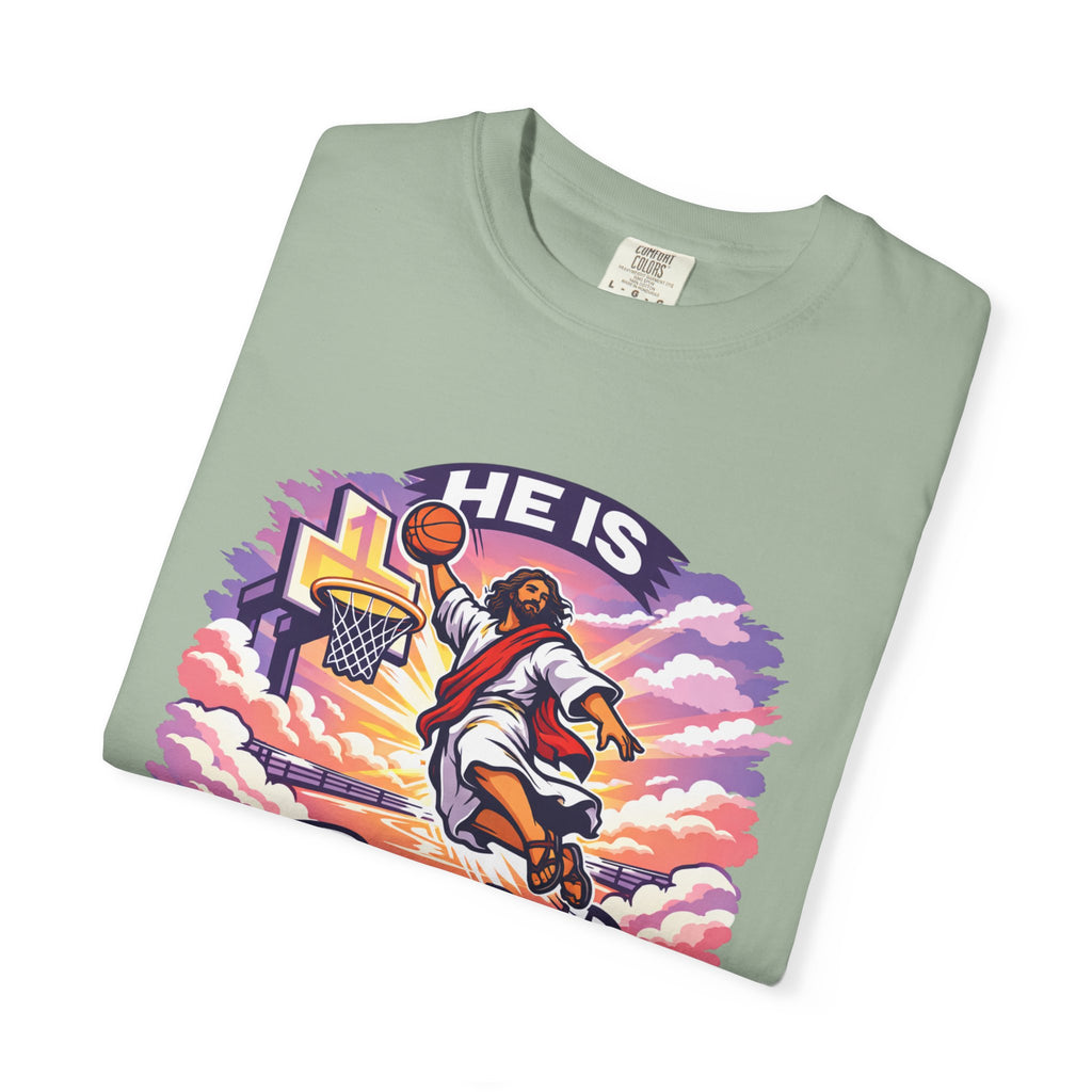 Christian Basketball — "He Is Rizzin'" Resurrection (Easter) -Unisex Comfort Colors