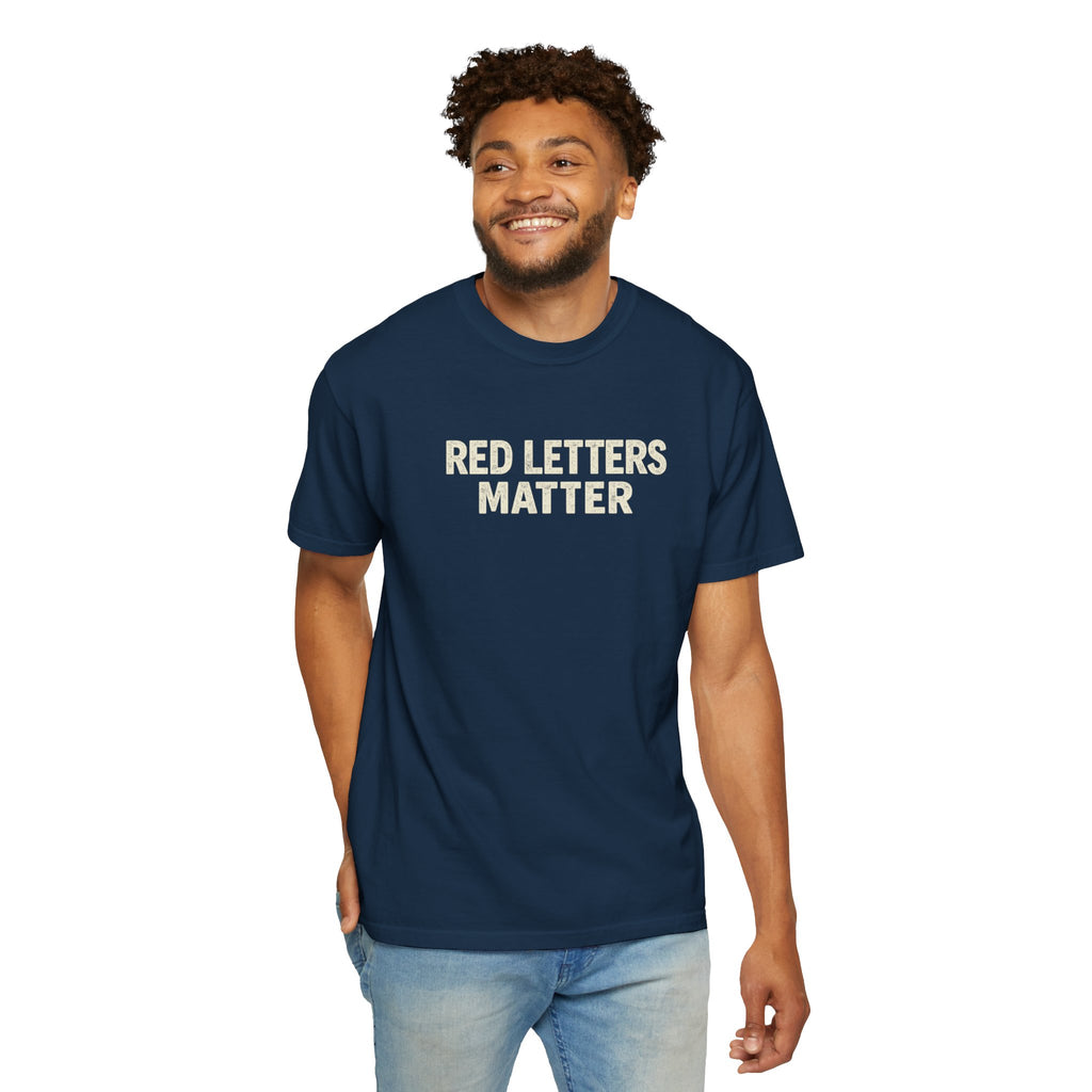 Unisex - Red Letters Matter T‑Shirt — Matthew 22:39 Christian Faith - Comfort Colors Tee