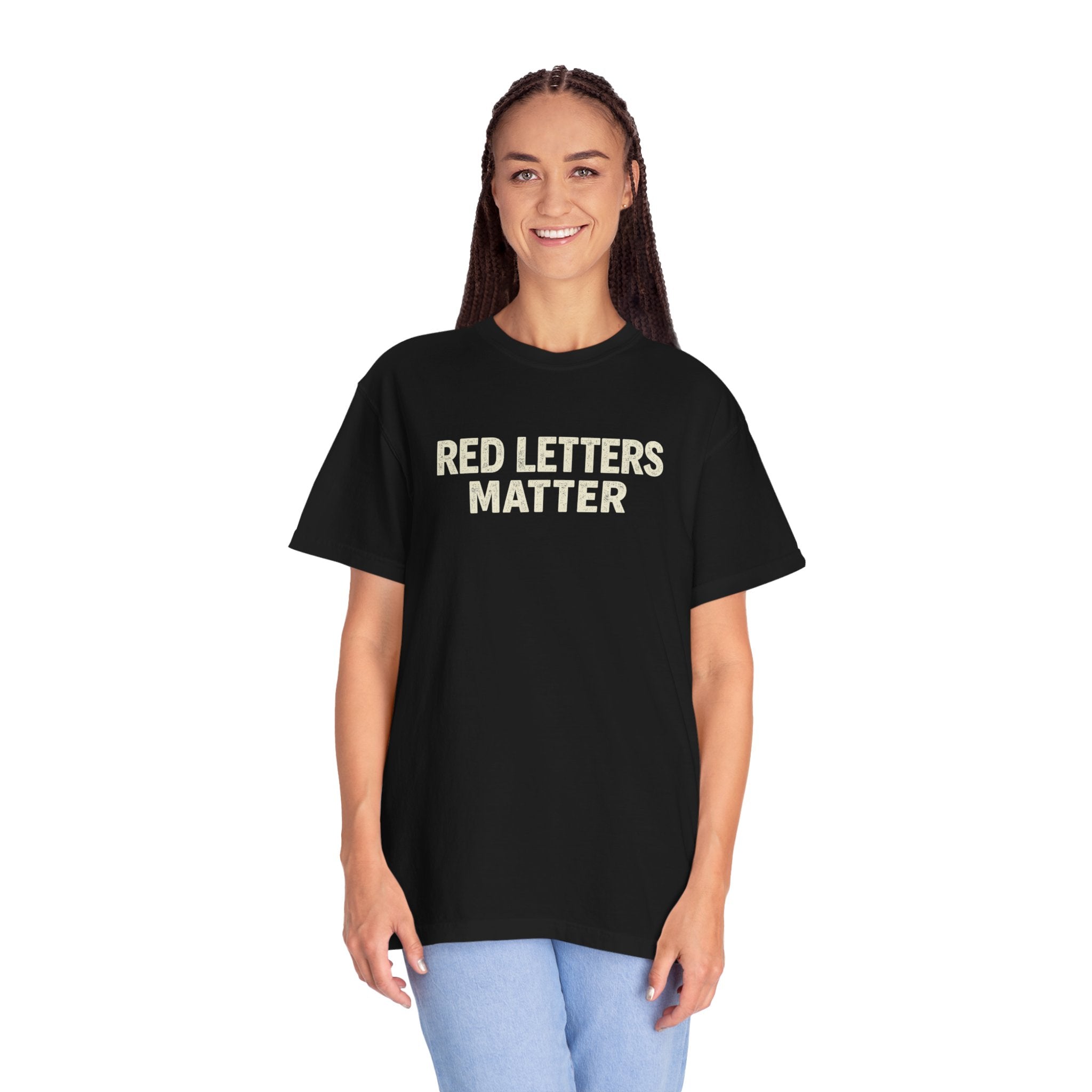 Unisex - Red Letters Matter T‑Shirt — Matthew 22:39 Christian Faith - Comfort Colors Tee