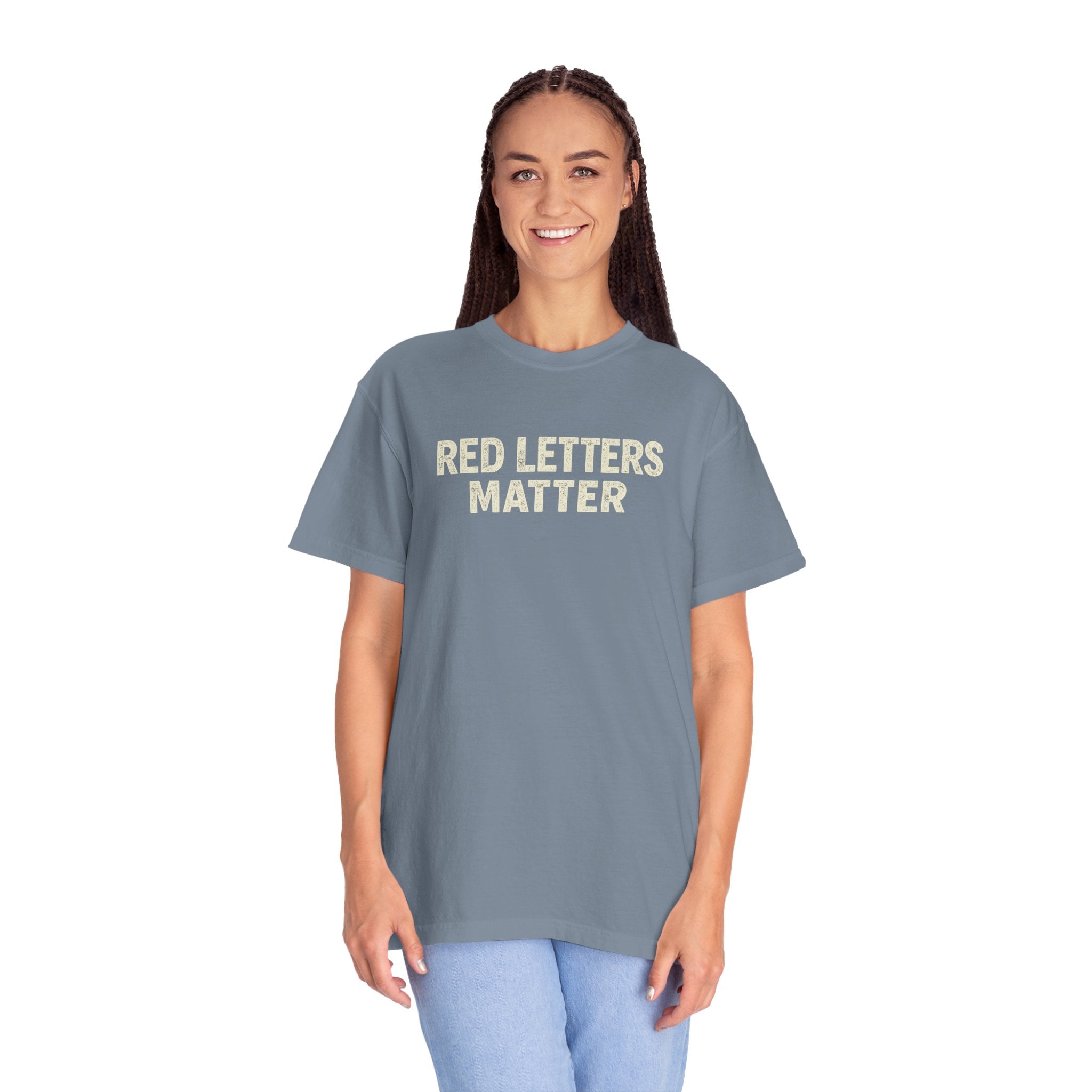 Unisex - Red Letters Matter T‑Shirt — Matthew 22:39 Christian Faith - Comfort Colors Tee