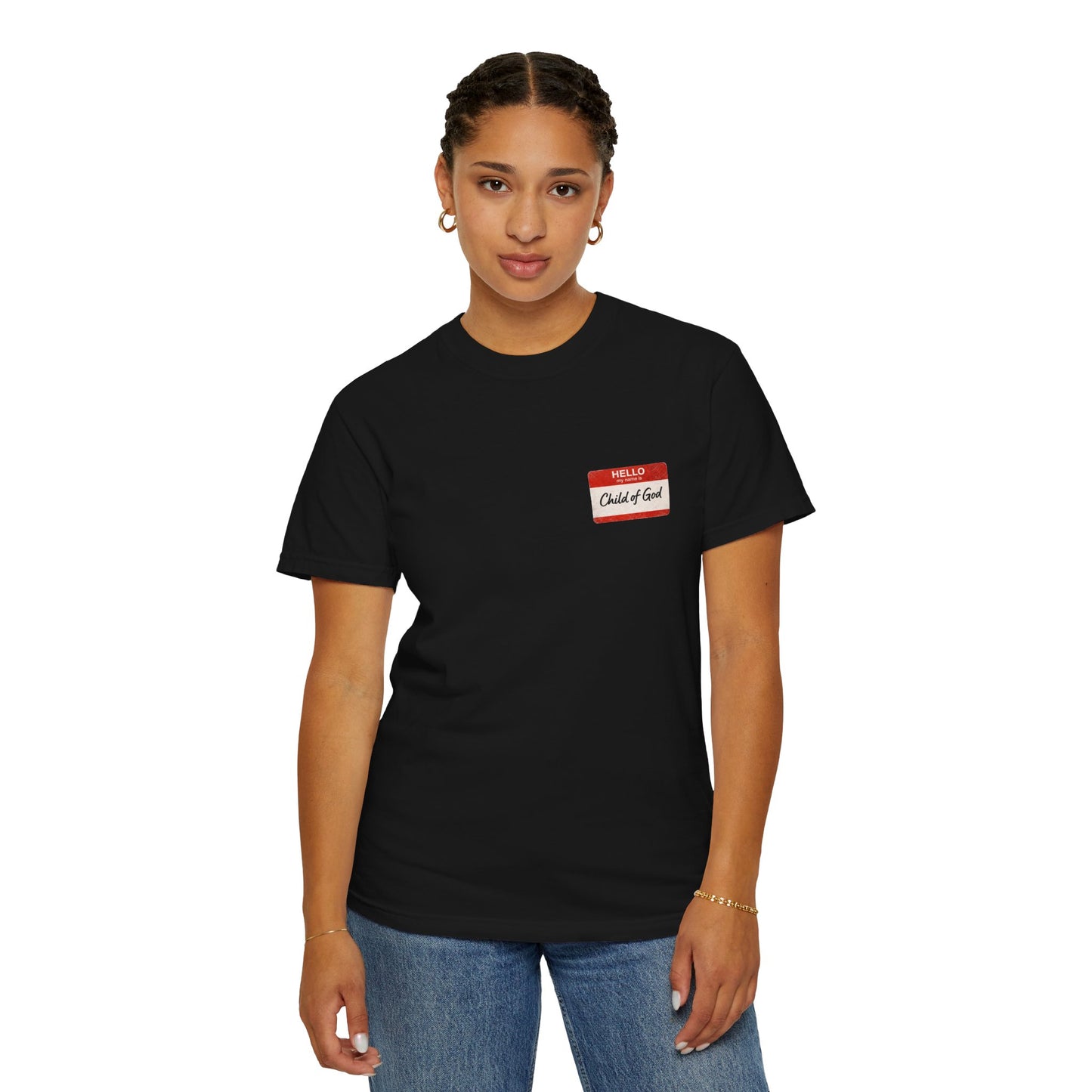 Christian "Red Letters Matter" T-Shirt — "Hello My Name Is..." 1 John 3:1 Scripture Tee