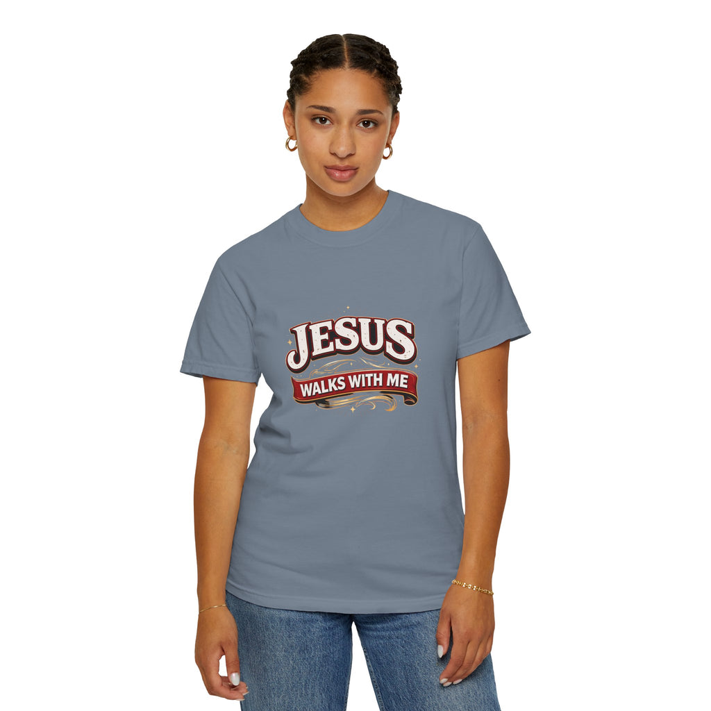 Unisex - Jesus Walks With Me T-Shirt — (Matthew 28:20) - Comfort Colors