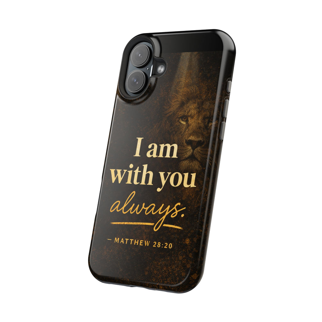 Christian Phone Case — "I Am With You Always" Matthew 28:20 Lion Magnetic Impact Case