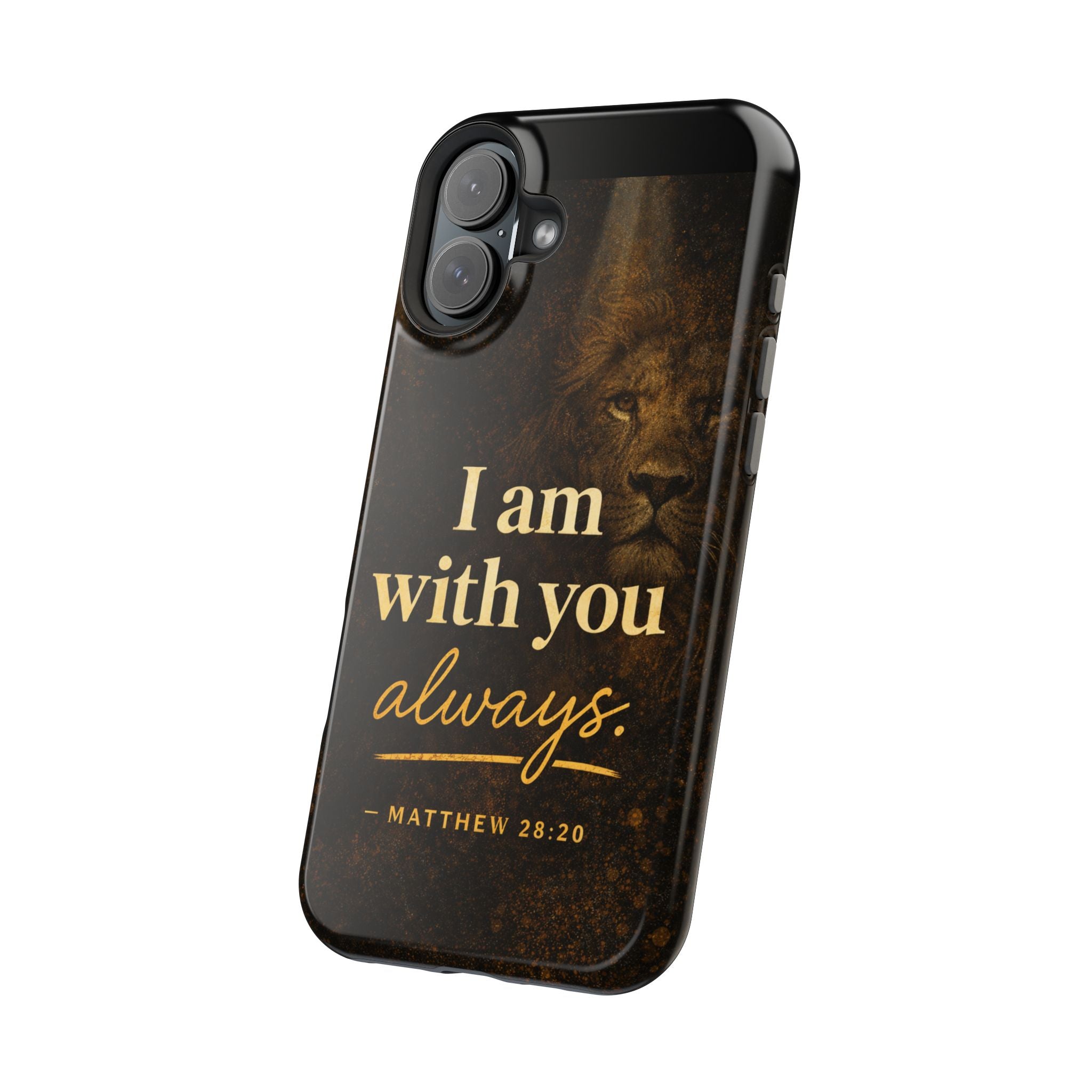 Christian Phone Case — "I Am With You Always" Matthew 28:20 Lion Magnetic Impact Case