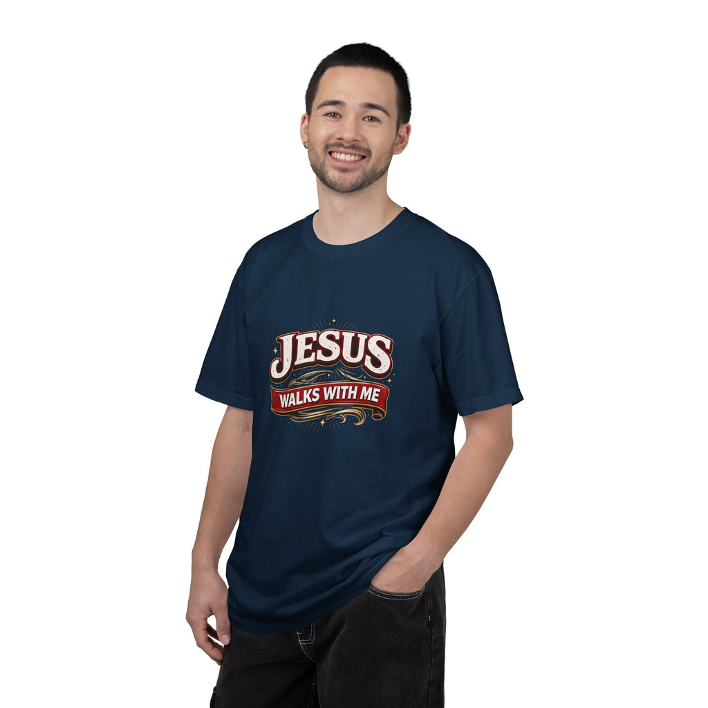 Unisex - Jesus Walks With Me T-Shirt — (Matthew 28:20) - Comfort Colors