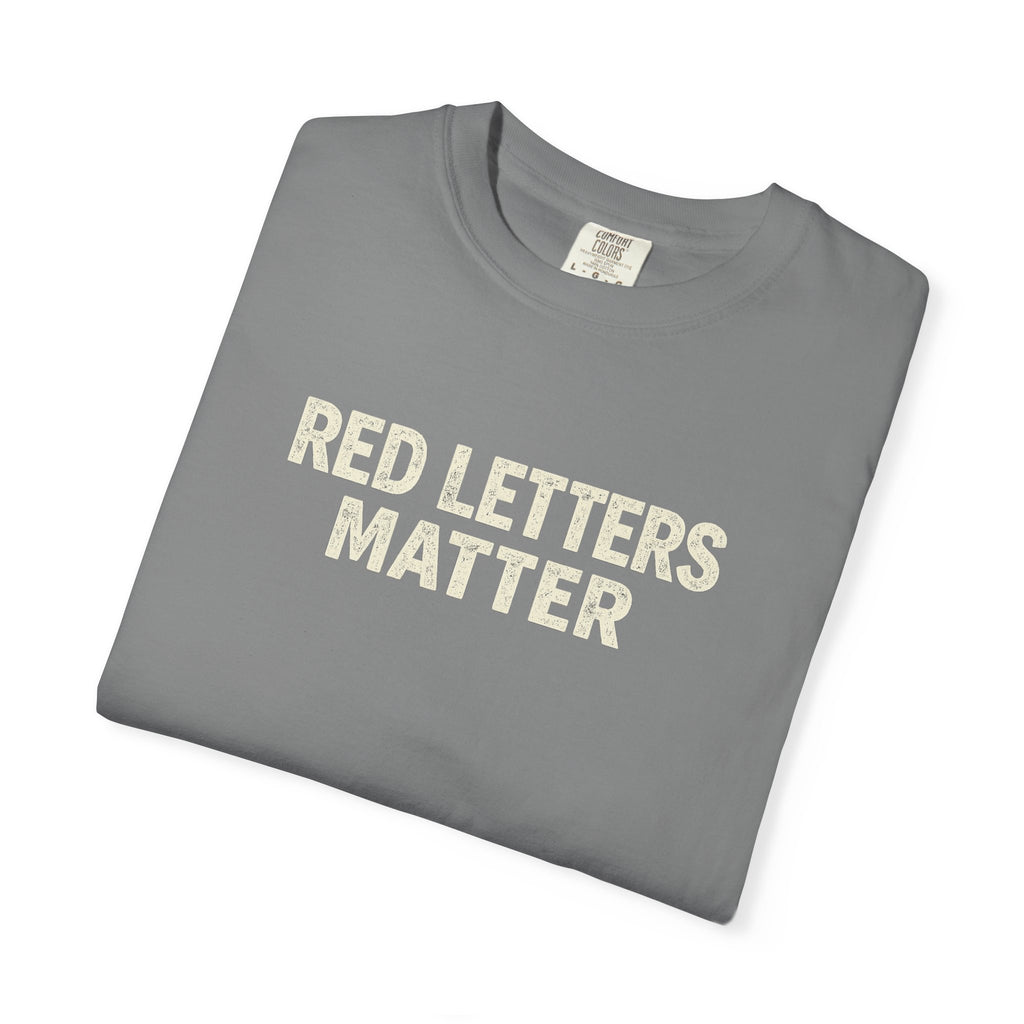 Unisex - Red Letters Matter T‑Shirt — Matthew 22:39 Christian Faith - Comfort Colors Tee