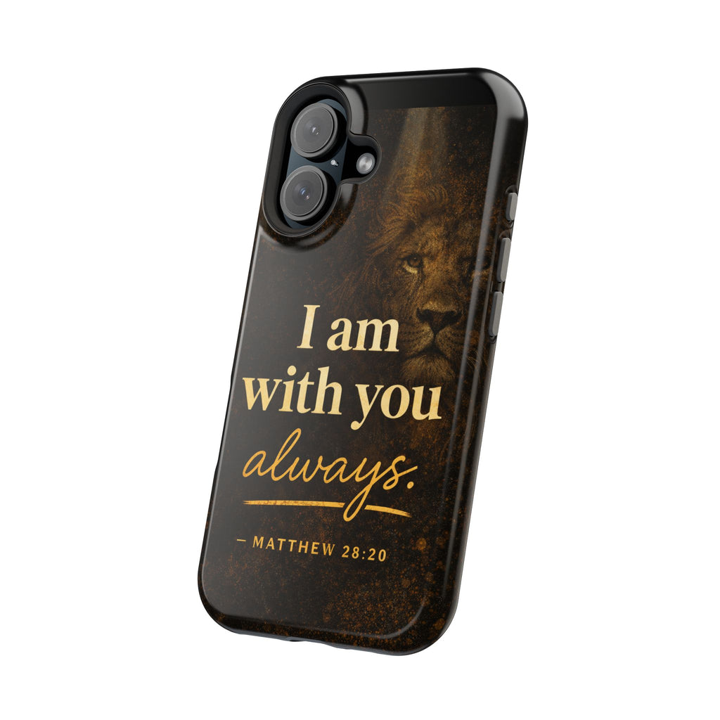 Christian Phone Case — "I Am With You Always" Matthew 28:20 Lion Magnetic Impact Case