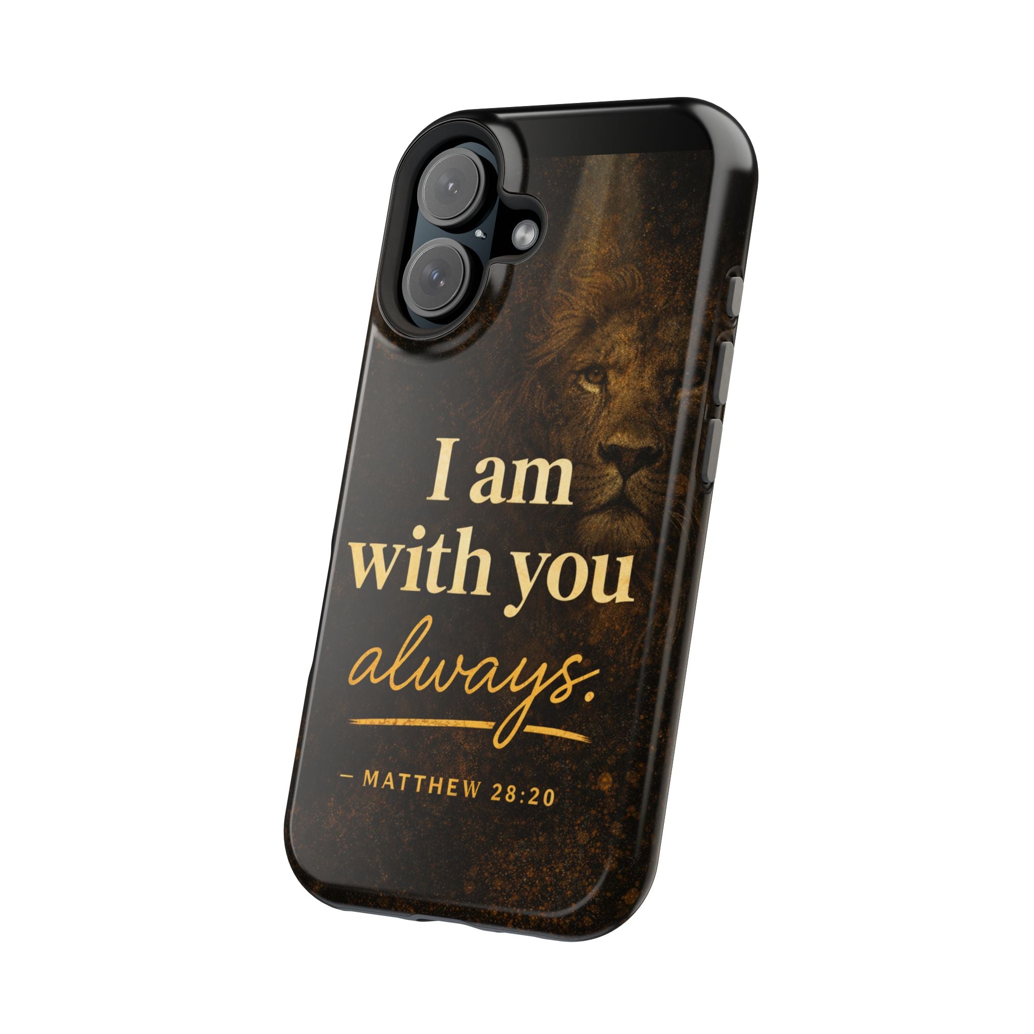Christian Phone Case — "I Am With You Always" Matthew 28:20 Lion Magnetic Impact Case