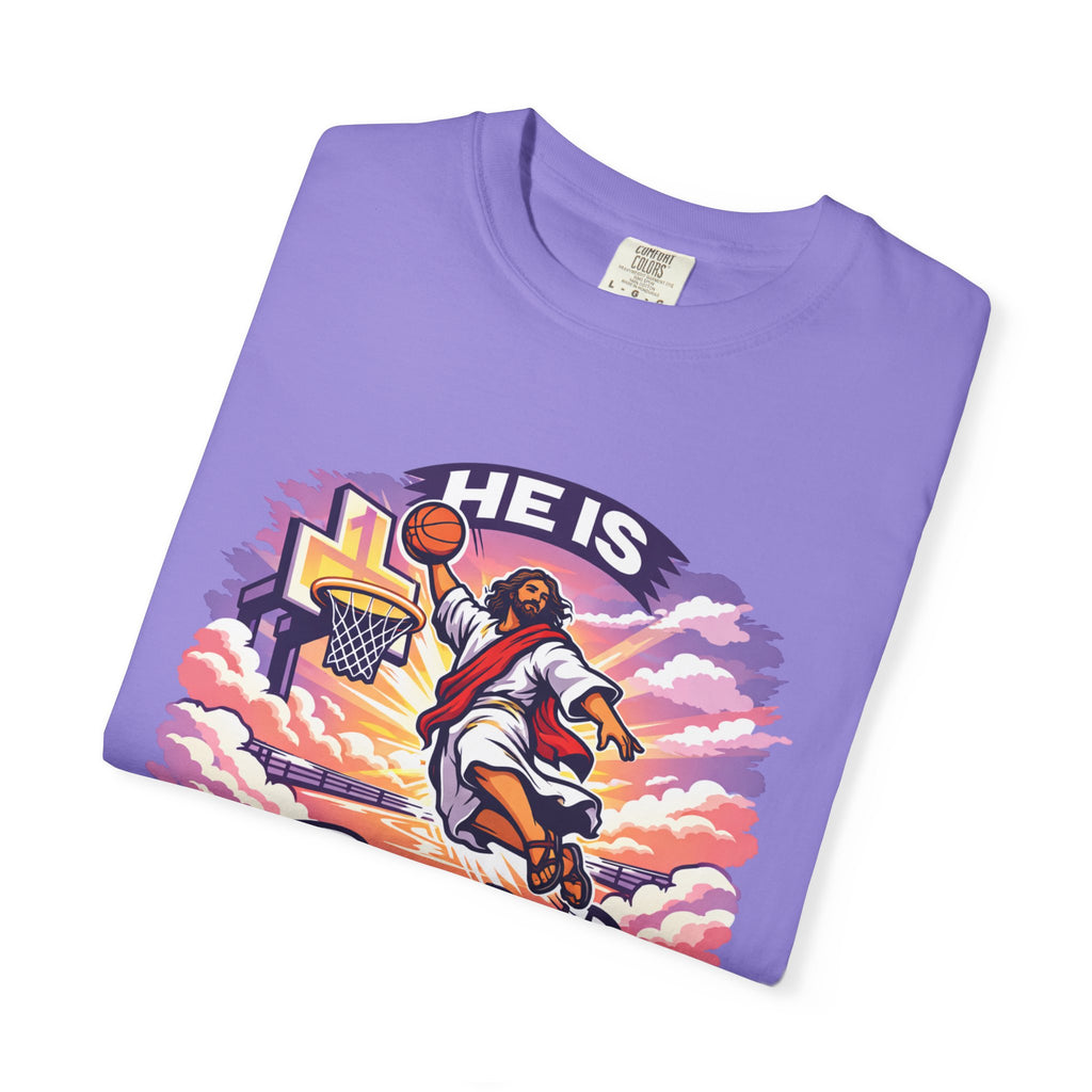Christian Basketball — "He Is Rizzin'" Resurrection (Easter) -Unisex Comfort Colors