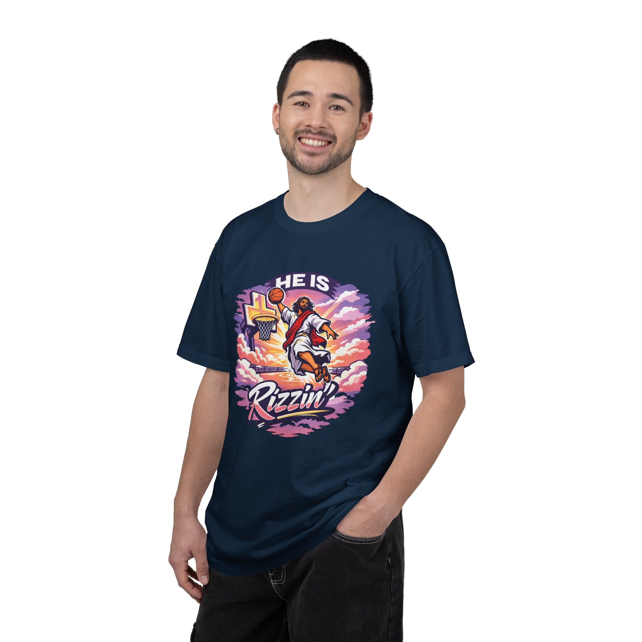 Christian Basketball — "He Is Rizzin'" Resurrection (Easter) -Unisex Comfort Colors