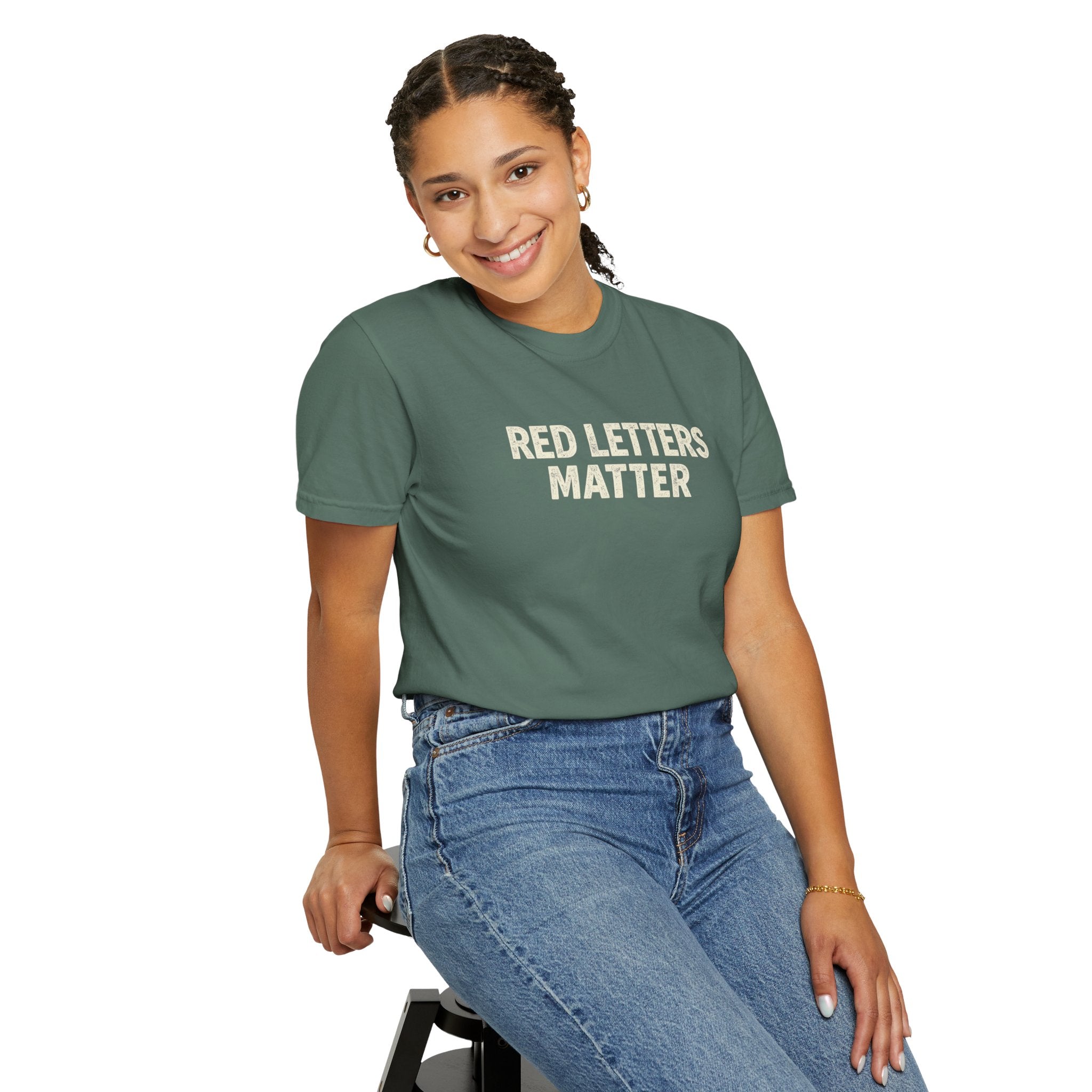 Unisex - Red Letters Matter T‑Shirt — Matthew 22:39 Christian Faith - Comfort Colors Tee