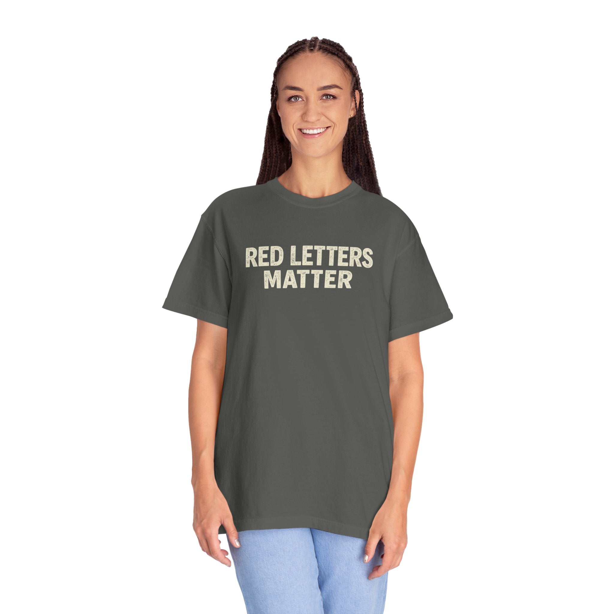 Unisex - Red Letters Matter T‑Shirt — Matthew 22:39 Christian Faith - Comfort Colors Tee