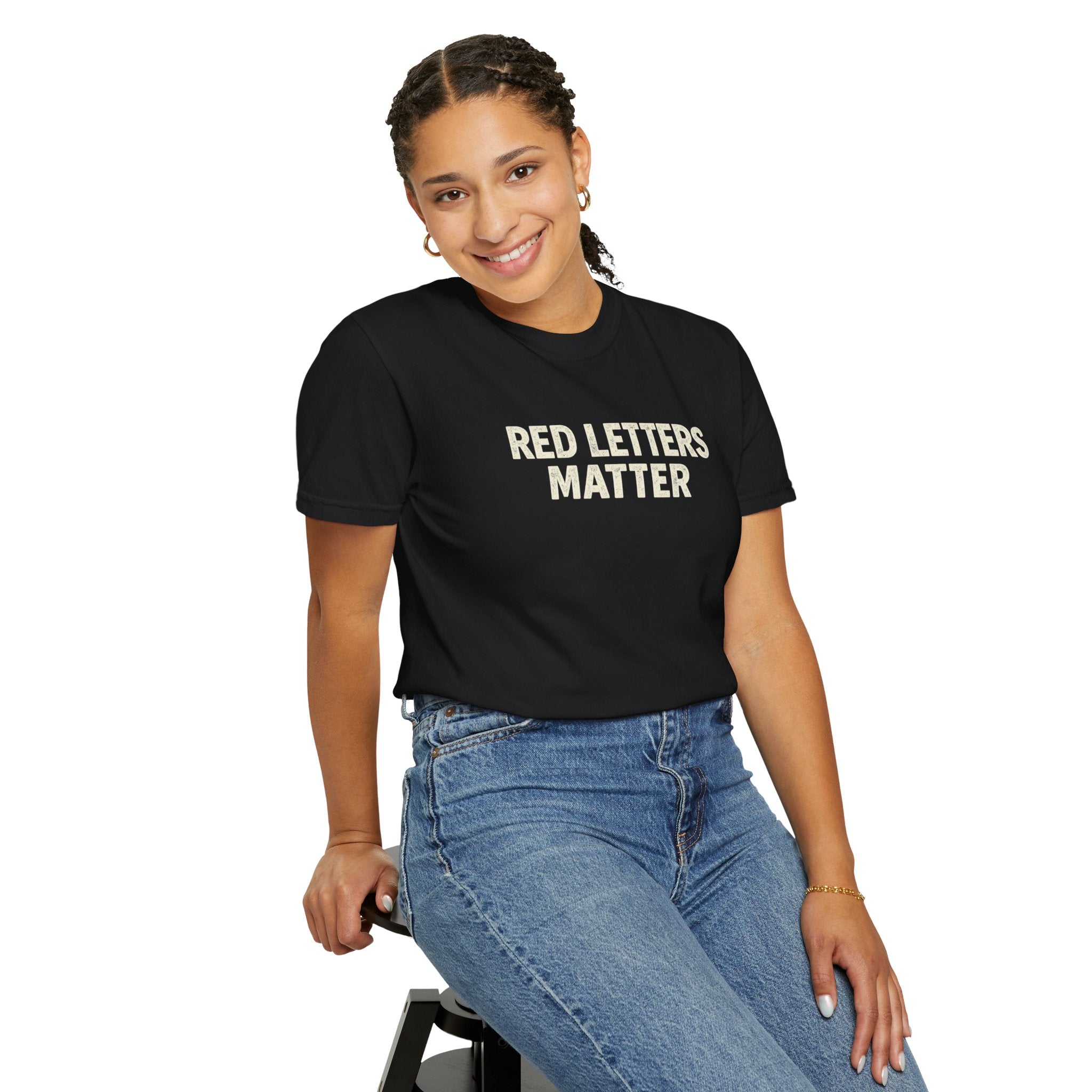 Unisex - Red Letters Matter T‑Shirt — Matthew 22:39 Christian Faith - Comfort Colors Tee