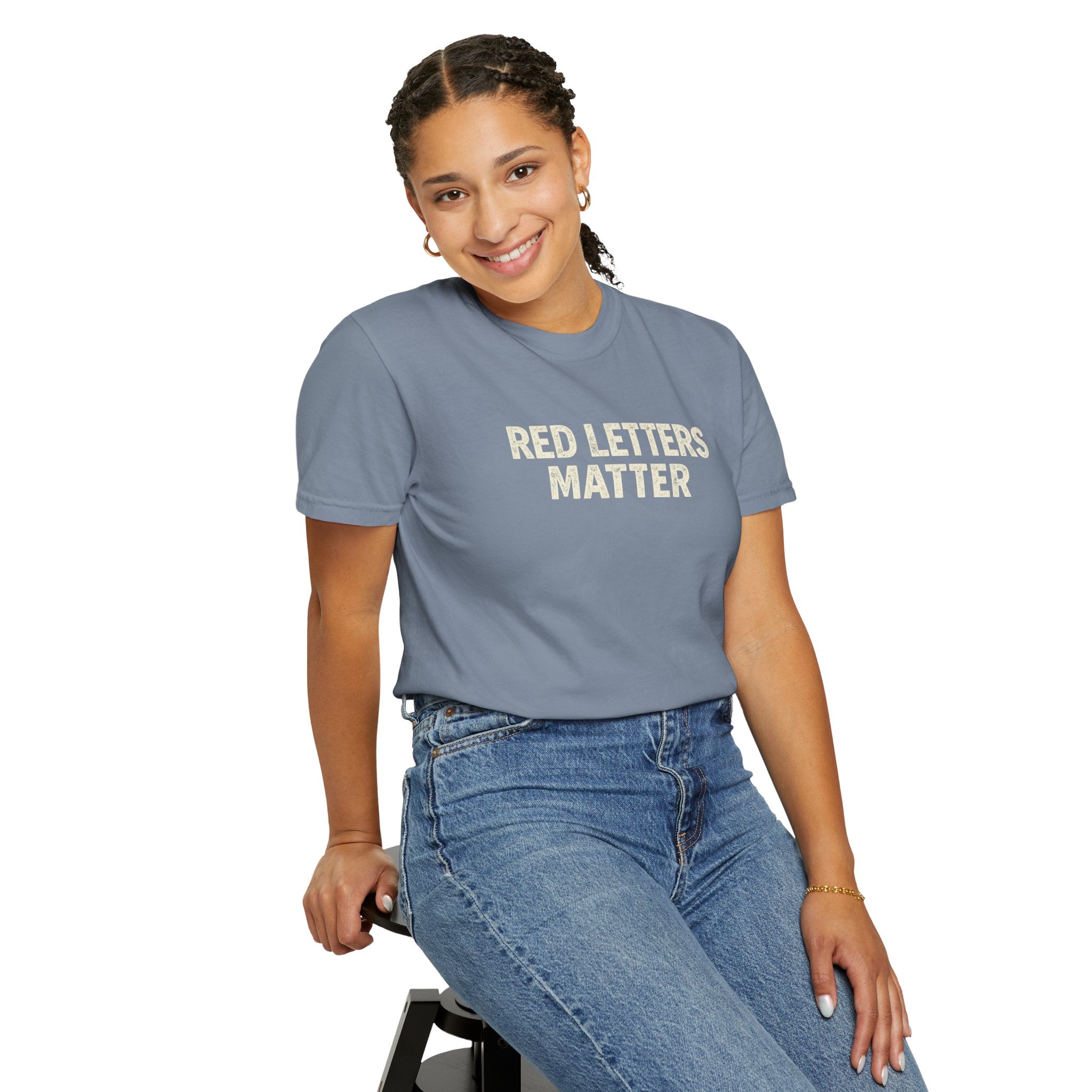 Unisex - Red Letters Matter T‑Shirt — Matthew 22:39 Christian Faith - Comfort Colors Tee