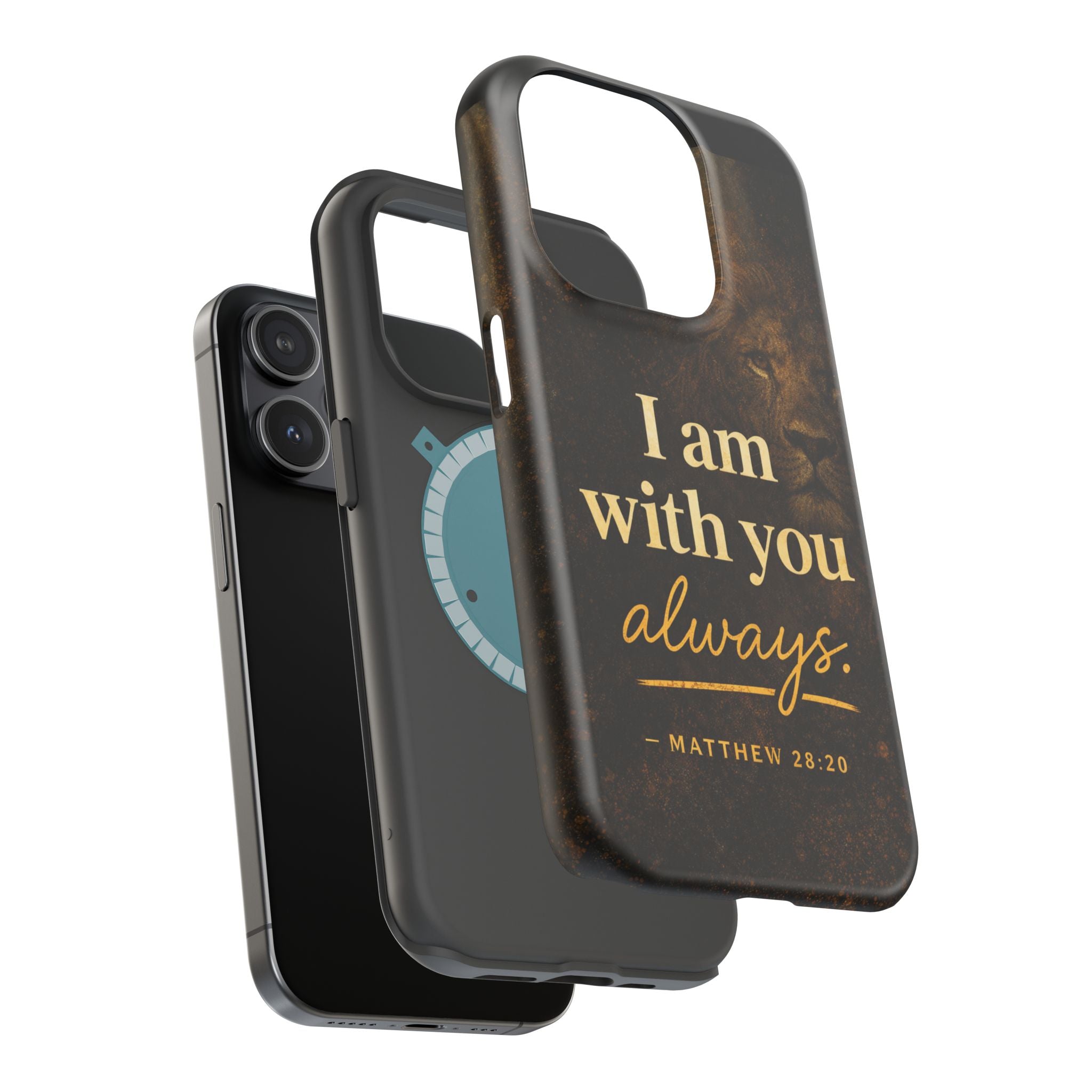 Christian Phone Case — "I Am With You Always" Matthew 28:20 Lion Magnetic Impact Case